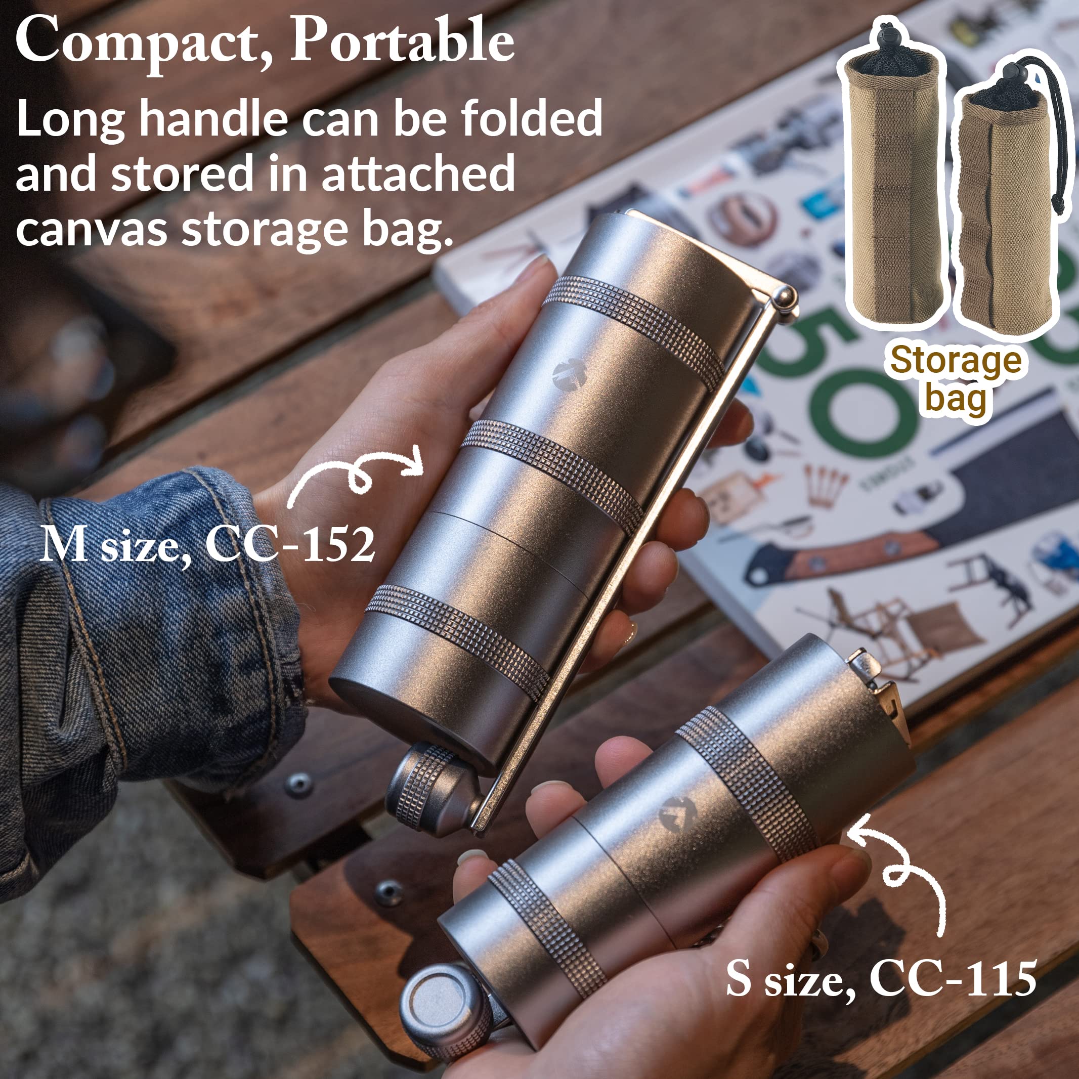 Premium Manual Coffee Grinder - Stainless Steel Portable Hand Crank Mill for Espresso, French Press & Pour Over - Perfect for Camping, Travel & Home Use (Model CC-115)