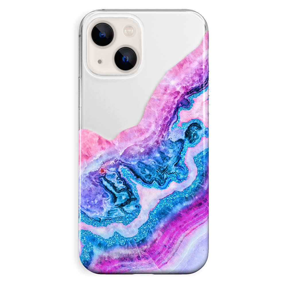 Geode Glitter Clear iPhone Case - Shatterproof Protective Cover with Crystal Sparkle Design for iPhone 13/14/15 - Perfect for Daily Use, Travel & Gift Giving