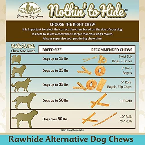 Fieldcrest Farms Natural Rawhide Alternative Dog Chews - 3 Pack Bundle (Chicken, Beef, Peanut Butter) | Premium Digestible Dental Treats for Small & Large Dogs | Perfect for Training, Teething & Anxiety Relief