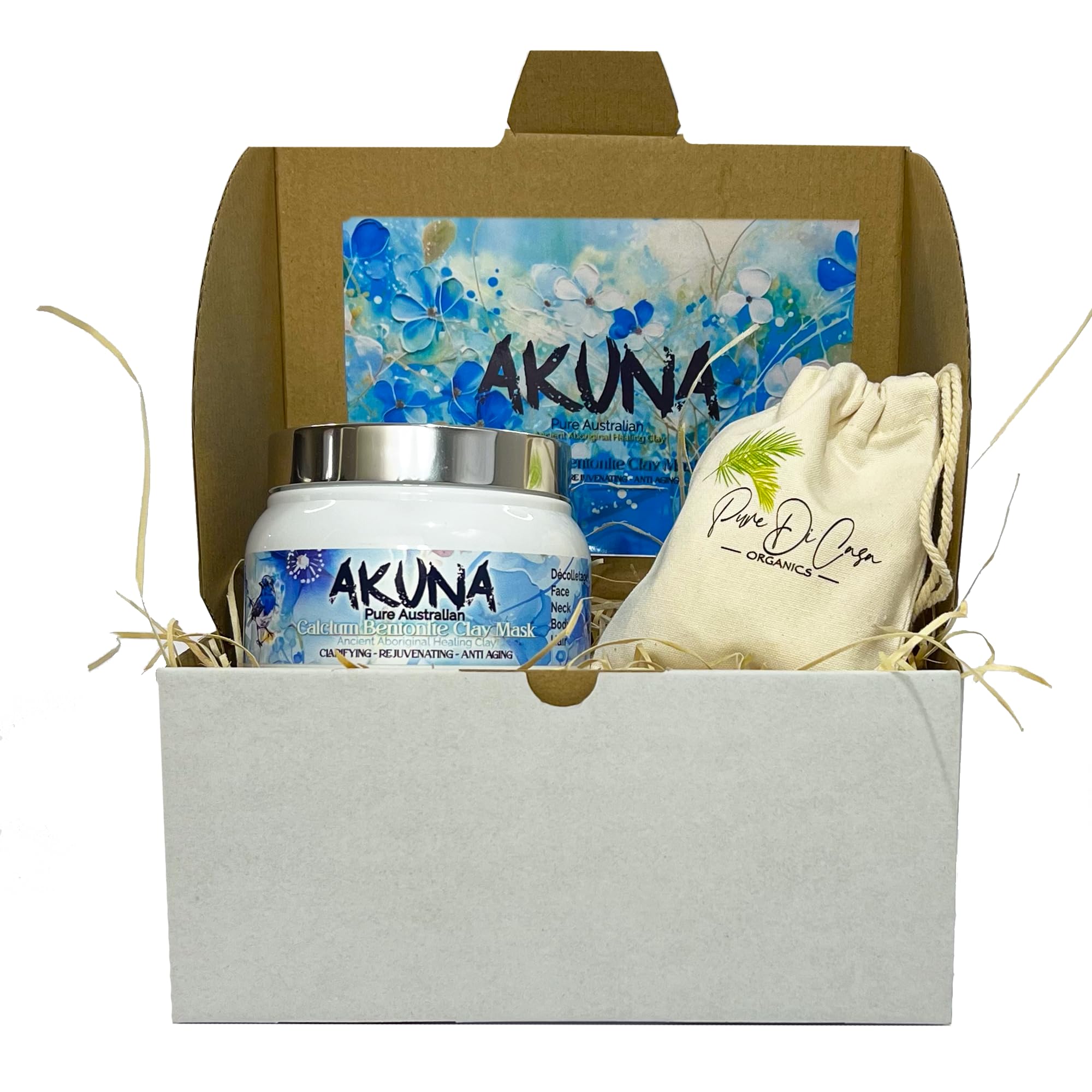 AKUNA Ancient Australian Healing Clay - 100% Pure Calcium Bentonite Clay Mask Powder for Detox, Anti-Aging & Blackhead Removal | Deep Cleansing Facial Treatment for Acne, Wrinkles & Blemish Control | Perfect for Spa Days & At-Home Skincare Routines