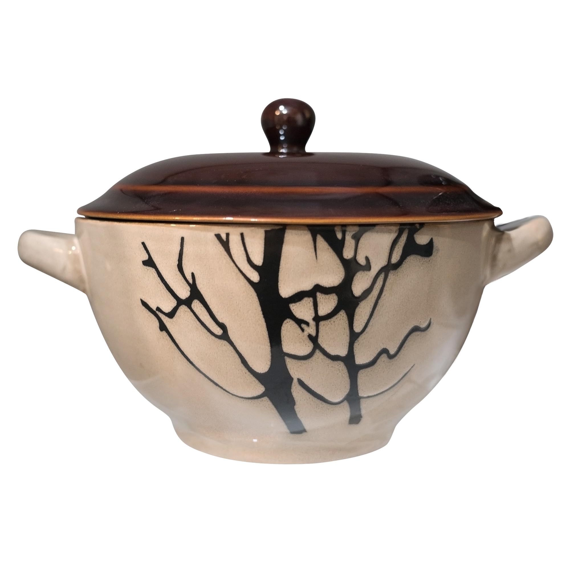 ECODECO 30oz Large Ceramic Soup Bowls with Handles - Oven-Safe Set of 2 with Lids - Perfect for Baking, Serving & Storing Soups, Stews, and Casseroles