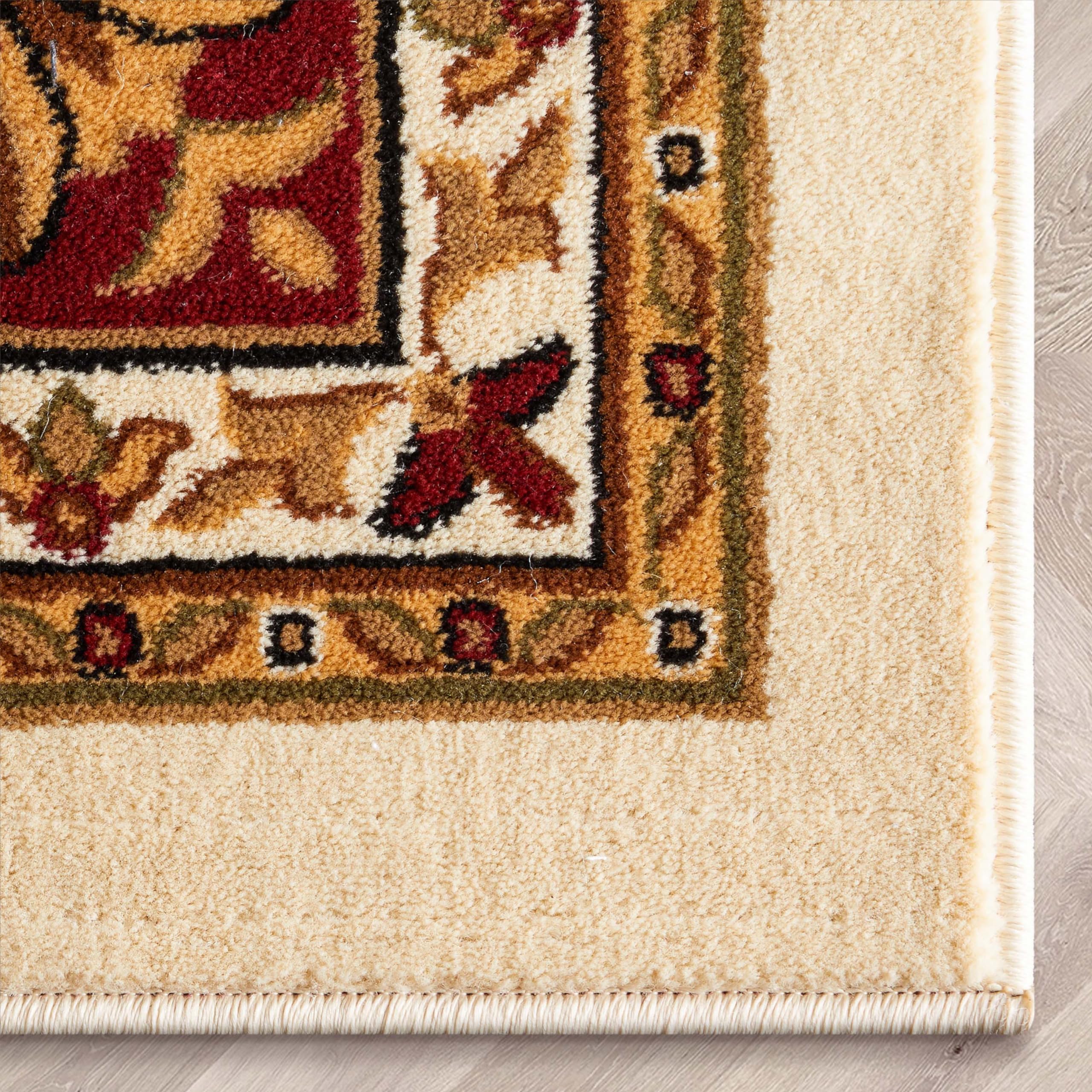 Well Woven Barclay Collection Medallion Kashan Ivory 5 ft Round Area Rug - Non-Slip Soft Living Room Carpet, Bedroom Decor, Dining Room Floor Mat for Home & Office Use