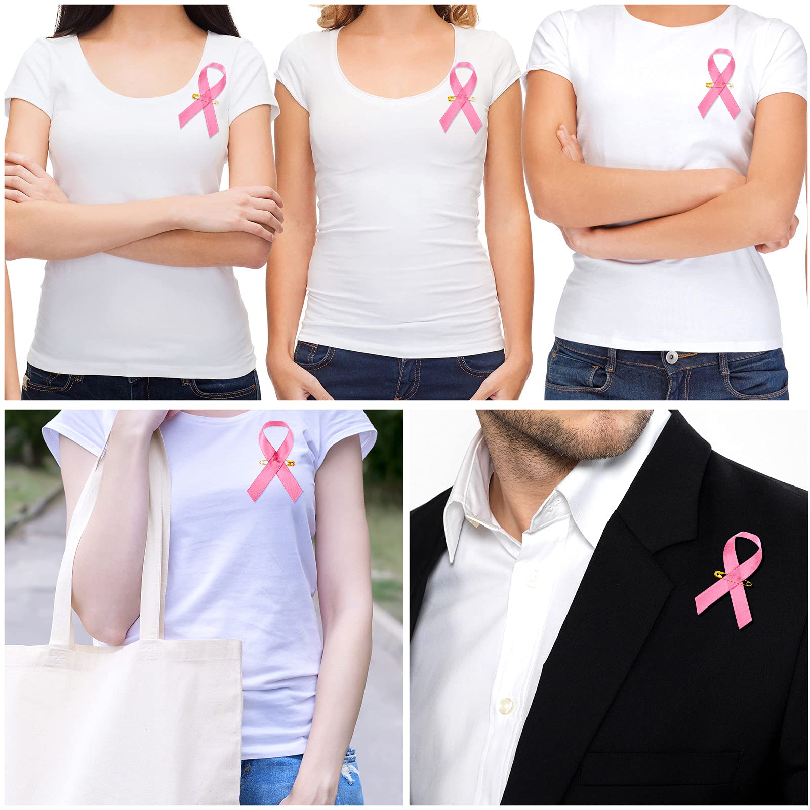 Pink Ribbon Pins for Breast Cancer Awareness - Charity Event & Survivors - 300 Pcs Satin Lapel Pins for Hope & Support