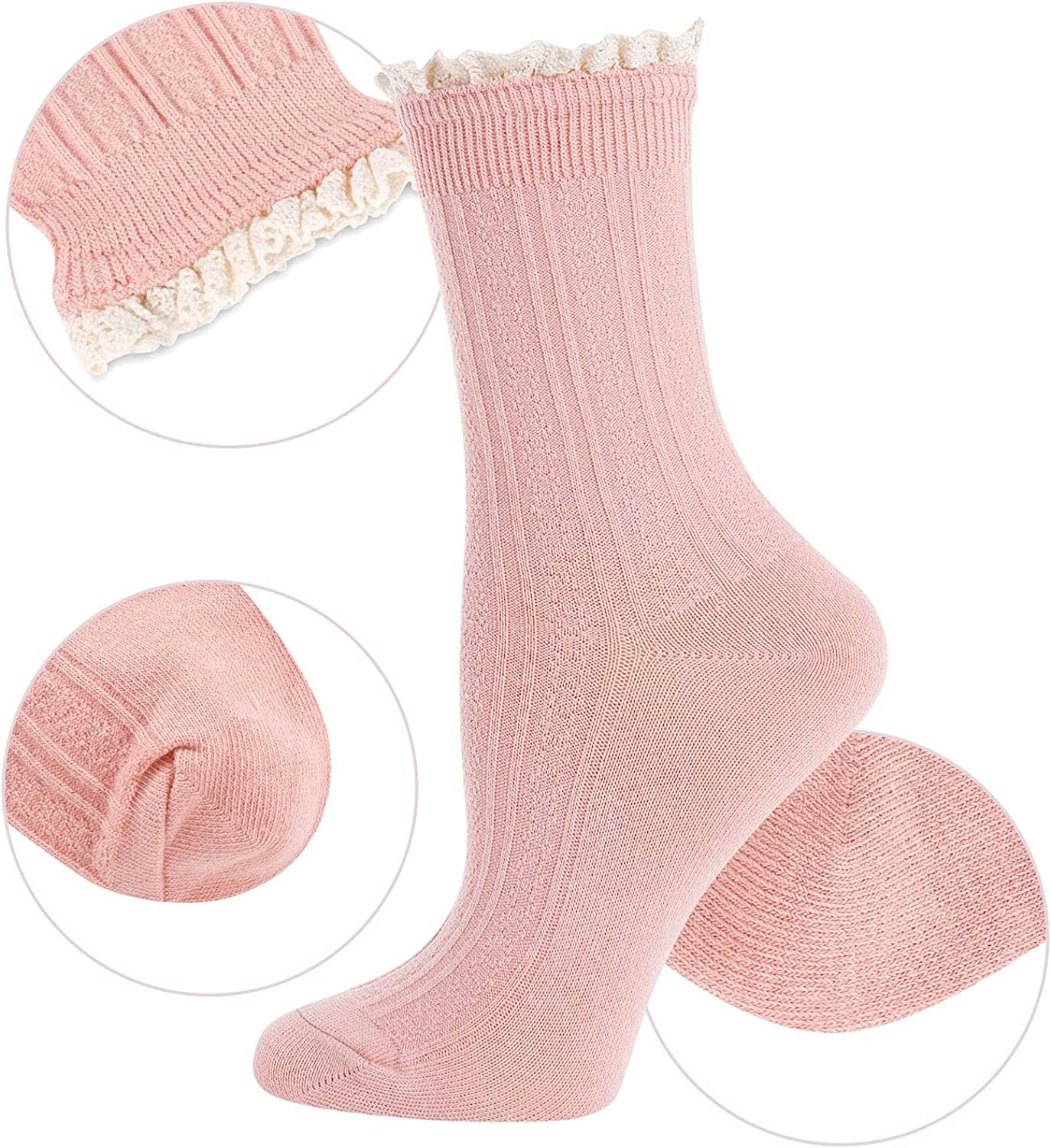 Stylish Ruffle Frilly Socks for Women & Girls | Cute Fruit & Lettuce Pattern Ankle Socks (3-5 Pairs) | Perfect for School, Cosplay & Fashion Outfits