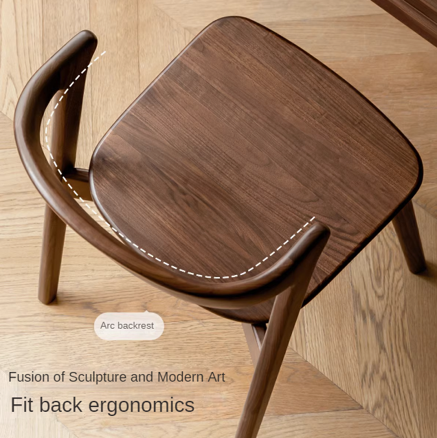 Premium Black Walnut & Ash Solid Wood Dining Chair - Handcrafted Modern Farmhouse Style for Kitchen, Dining Room & Home Decor
