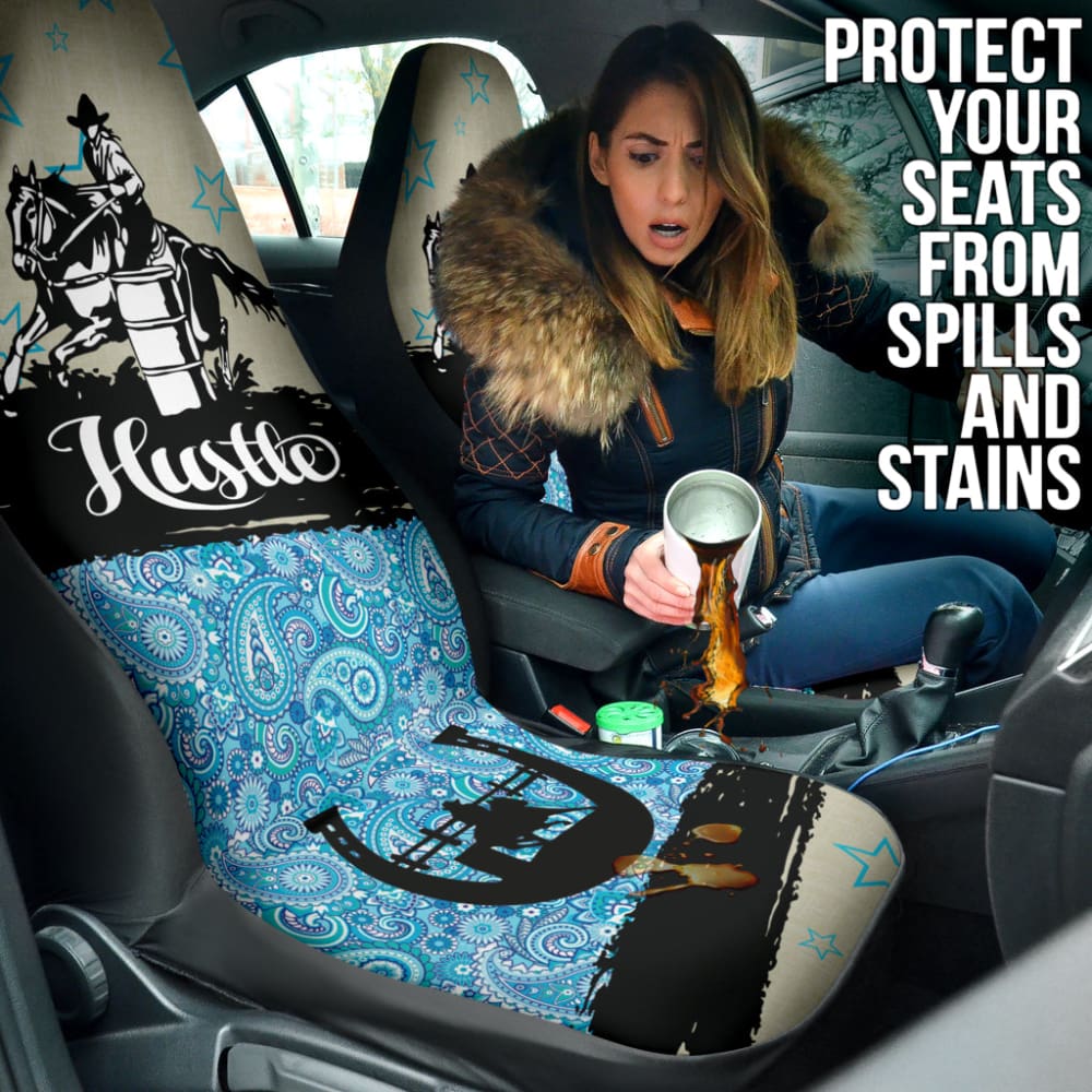 Custom Barrel Racer Horse Lovers Car Seat Covers for Trucks & SUVs - Western Equestrian Design, Durable Neoprene Material - Perfect for Rodeo Events, Horse Shows & Country Rides