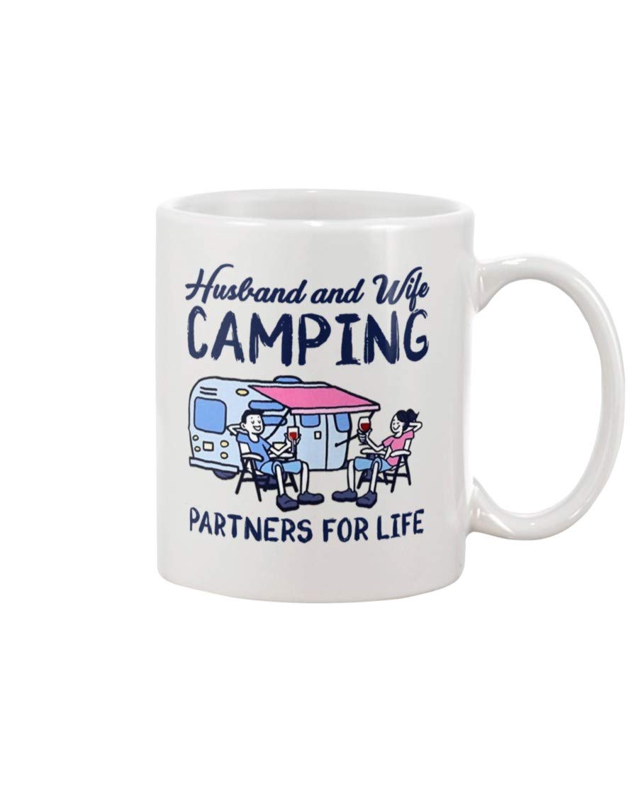 Black Ceramic Coffee Mug 11 Oz - Printed Art Quotes for Couples - Perfect for Camping, Anniversaries & Romantic Gifts - Husband and Wife Partners for Life Design