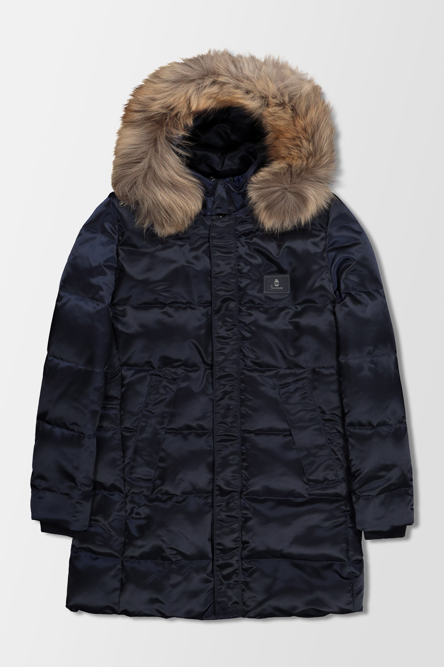 Billionaire Dark Blue Long Down Jacket for Women - Ultra Warm Winter Coat with Hood, Waterproof & Windproof - Perfect for Skiing, Snowboarding & Cold Weather Outdoors
