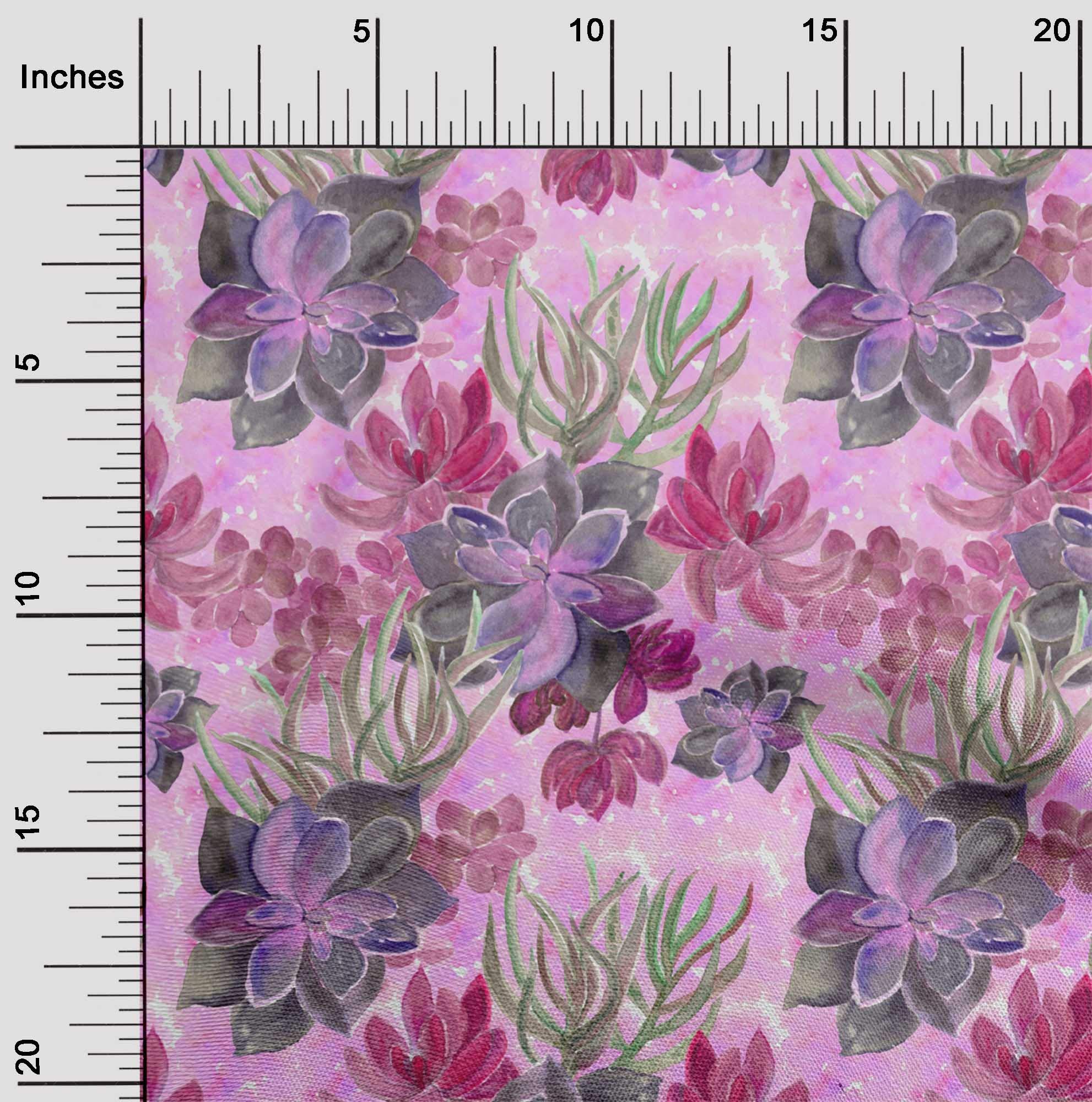 oneOone Georgette Viscose Pink Floral Leaf Watercolor Print Fabric by The Yard - 42 Inch Wide Dress Material for DIY Fashion, Home Decor & Craft Projects