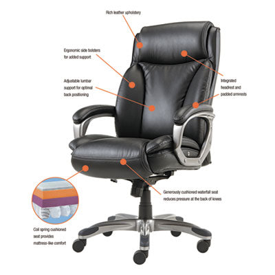 Premium Veon Executive Leather High Back Office Chair with Coil Spring Cushion - Ergonomic Support for Home Office, Conference Rooms & Executive Suites