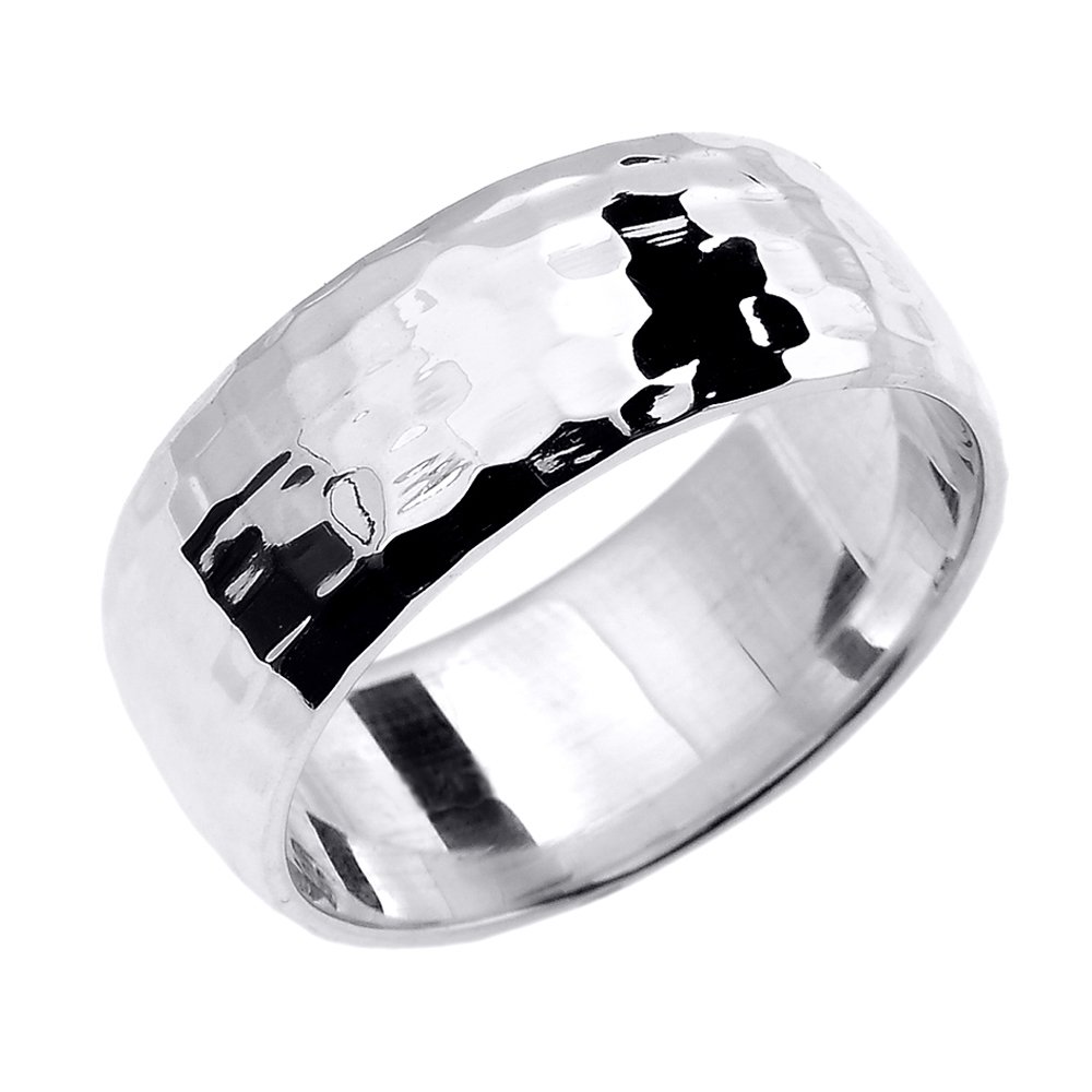 925 Sterling Silver 8mm Hammered Thumb Ring for Men & Women