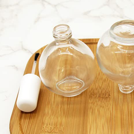 1 Piece Large Capacity 75ml (2.5oz) Empty Nail Polish Bottles with Brush - Spherical Clear Glass Refillable Containers for DIY Nail Art - Perfect for Salon, Home Manicure & Nail Polish Storage (White Lid)