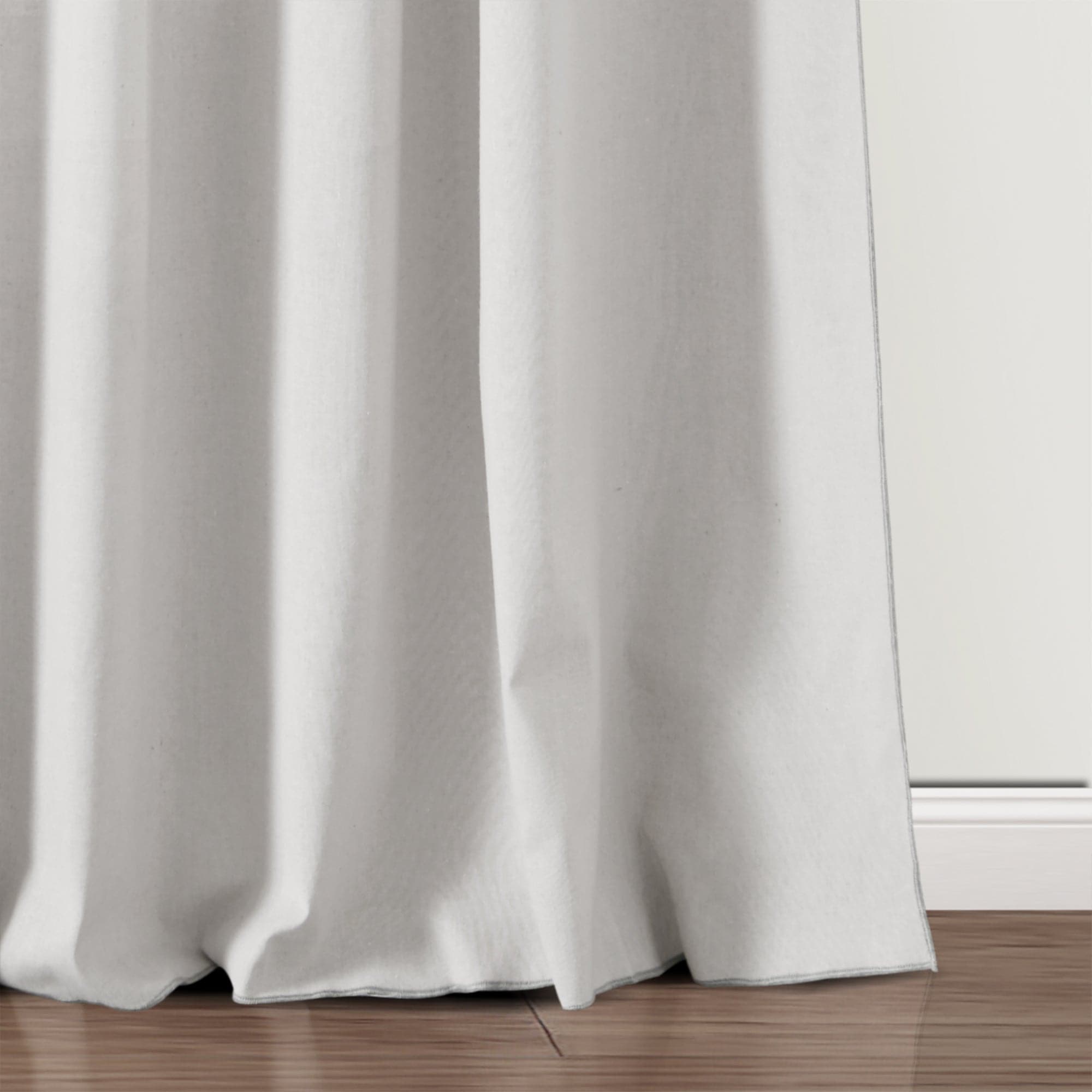 Modern Faux Linen Embroidered Edge Window Curtain Panel Set with Attached Valance - Elegant Home Decor for Living Room, Bedroom & Dining Room