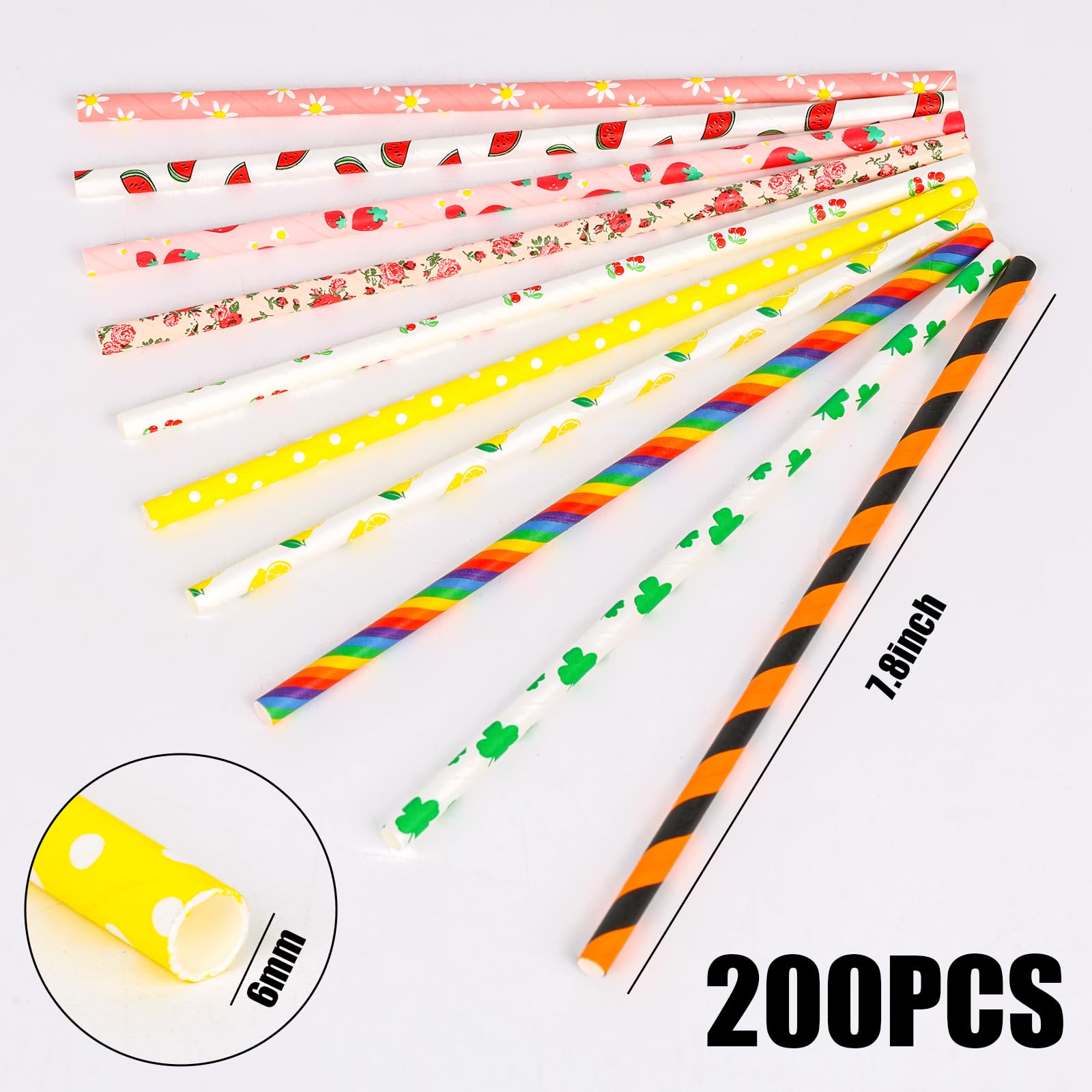 HAKACC Disposable Paper Straws - 100 Count Eco-Friendly Drinking Straws with 10 Fun Patterns for Parties, Birthdays, Weddings & Holidays | Perfect for DIY Decorations, Beverage Serving & Event Styling