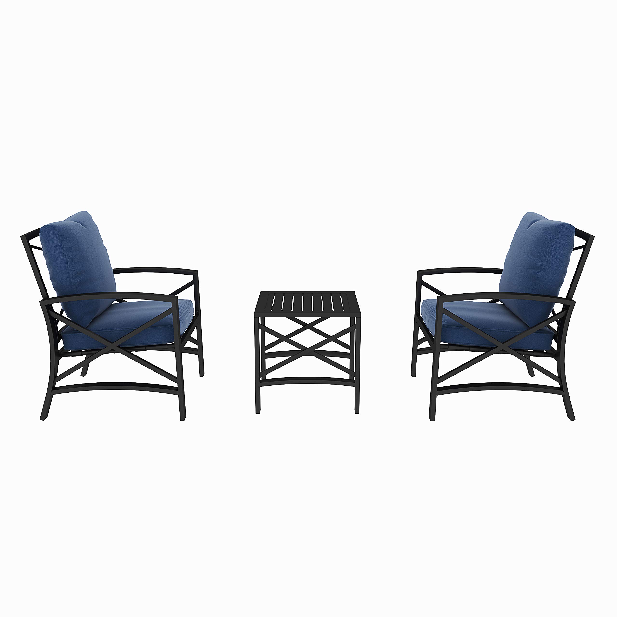 Modern Outdoor Patio Furniture Set - 3-Piece Metal Bistro Set with Coffee Table for Porch, Garden, Balcony or Indoor Use (Khaki) | Perfect for Relaxing, Entertaining & Outdoor Dining