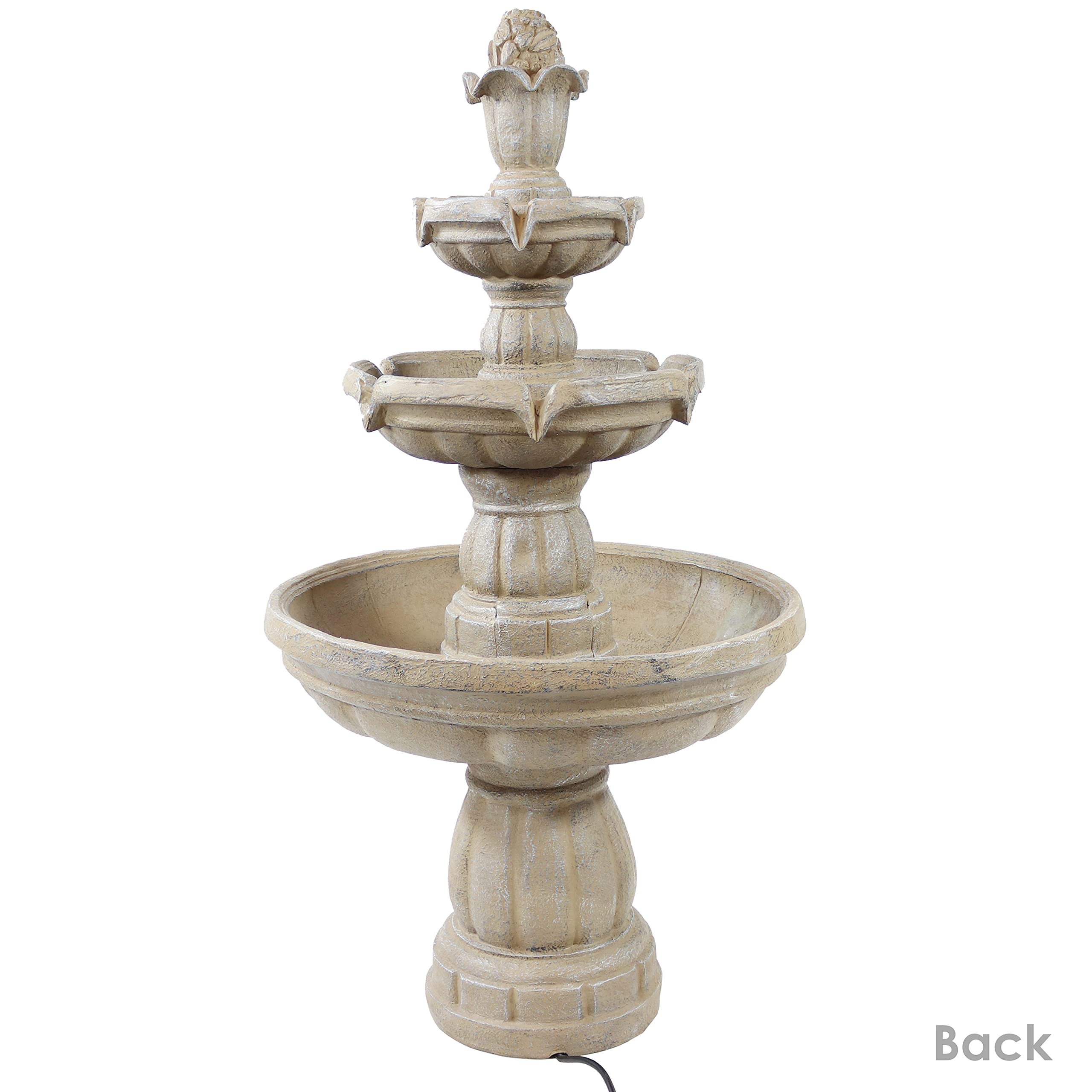 48-Inch 3-Tier Electric Outdoor Water Fountain by Sunnydaze - Relaxing Garden Water Feature for Patio, Yard, Deck or Backyard - Perfect for Meditation, Stress Relief & Home Decor