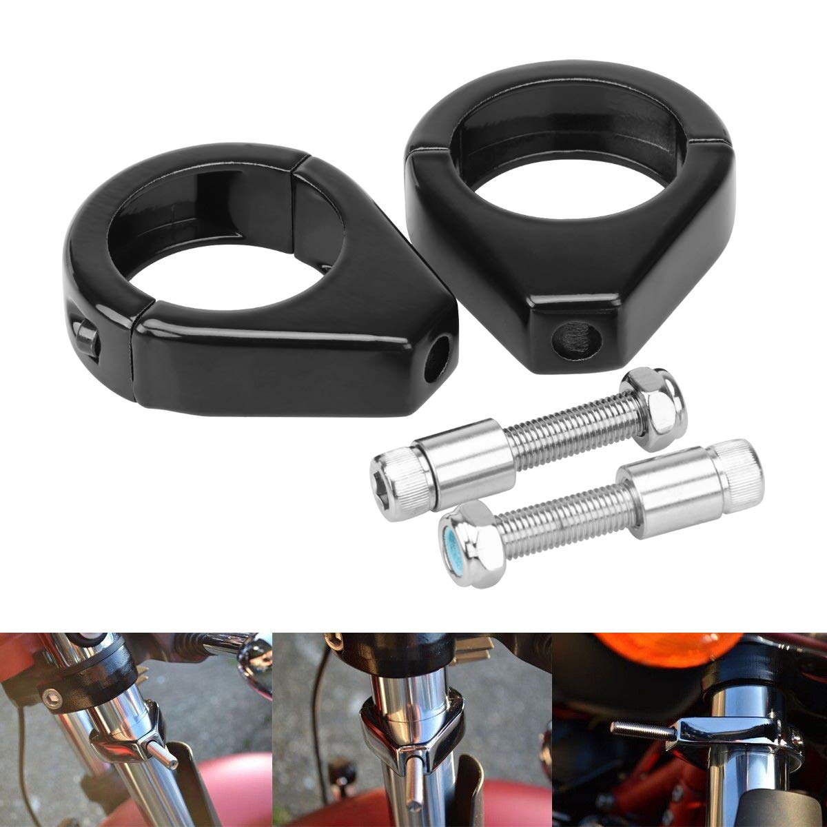 Harley Softail Dyna Fork Turn Signal Mount - Black 41mm for FXDWG & Super Wide Glide - Easy Installation