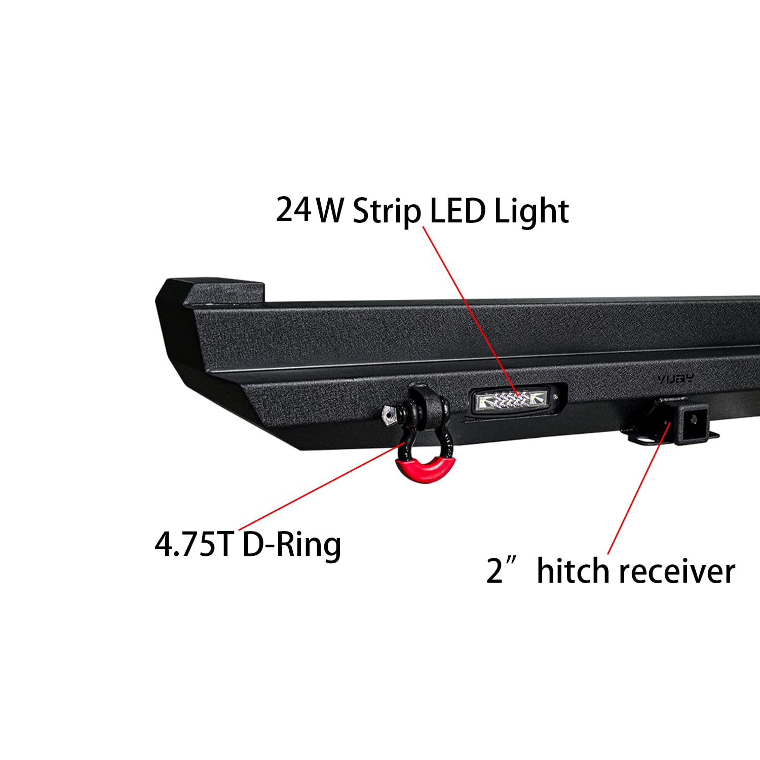 1984-2001 Jeep Cherokee XJ Heavy Duty Steel Rear Bumper with LED Lights & D-Rings - Black Textured Finish | Off-Road Protection & Towing Accessory