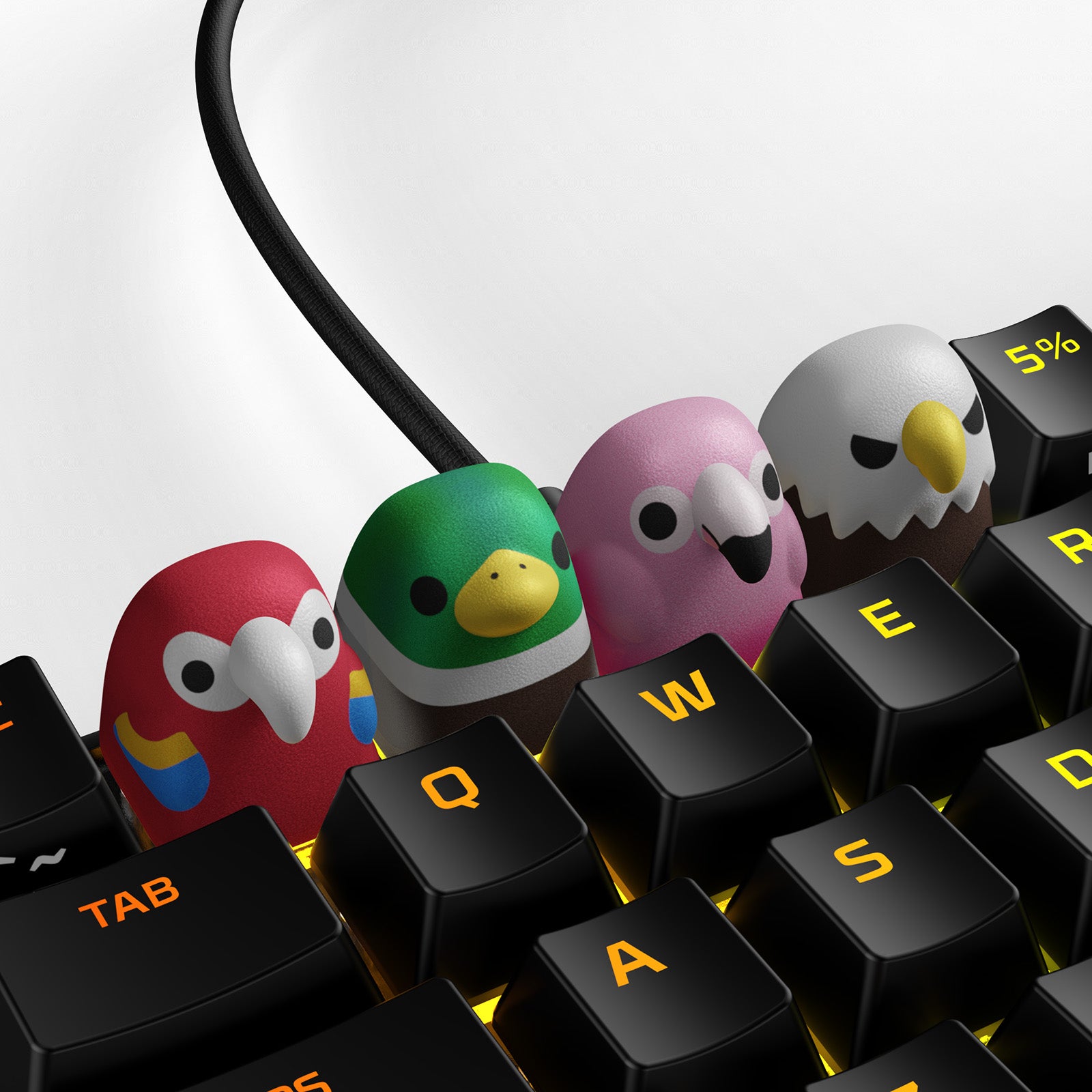 HX3D Custom Keycap Set - Bird Themed Mechanical Keyboard Keycaps for Gaming & Typing | Perfect for PC, Mac, and Office Use