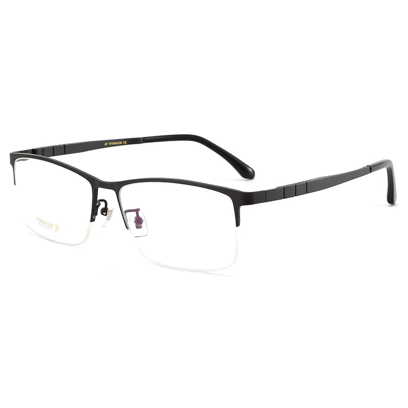 Bclear Men's Semi-Rimless Square Titanium Eyeglasses Frame 71111 - Lightweight & Durable Glasses for Work, Reading, and Everyday Use
