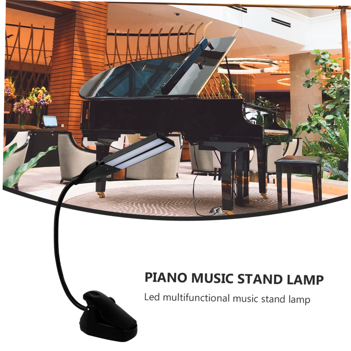Alasum Adjustable LED Desk Lamp with Flexible Gooseneck & Clip - Rechargeable Battery Operated, Dimmable Task Light for Workbench, Piano, Music Stand, Reading & Office Use