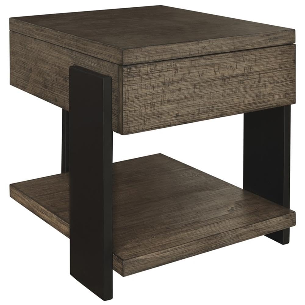 Progressive Furniture Winter Park End Table in Clay/Black - Modern Side Table for Living Room, Bedroom, or Office - Perfect for Coffee, Books, and Decor