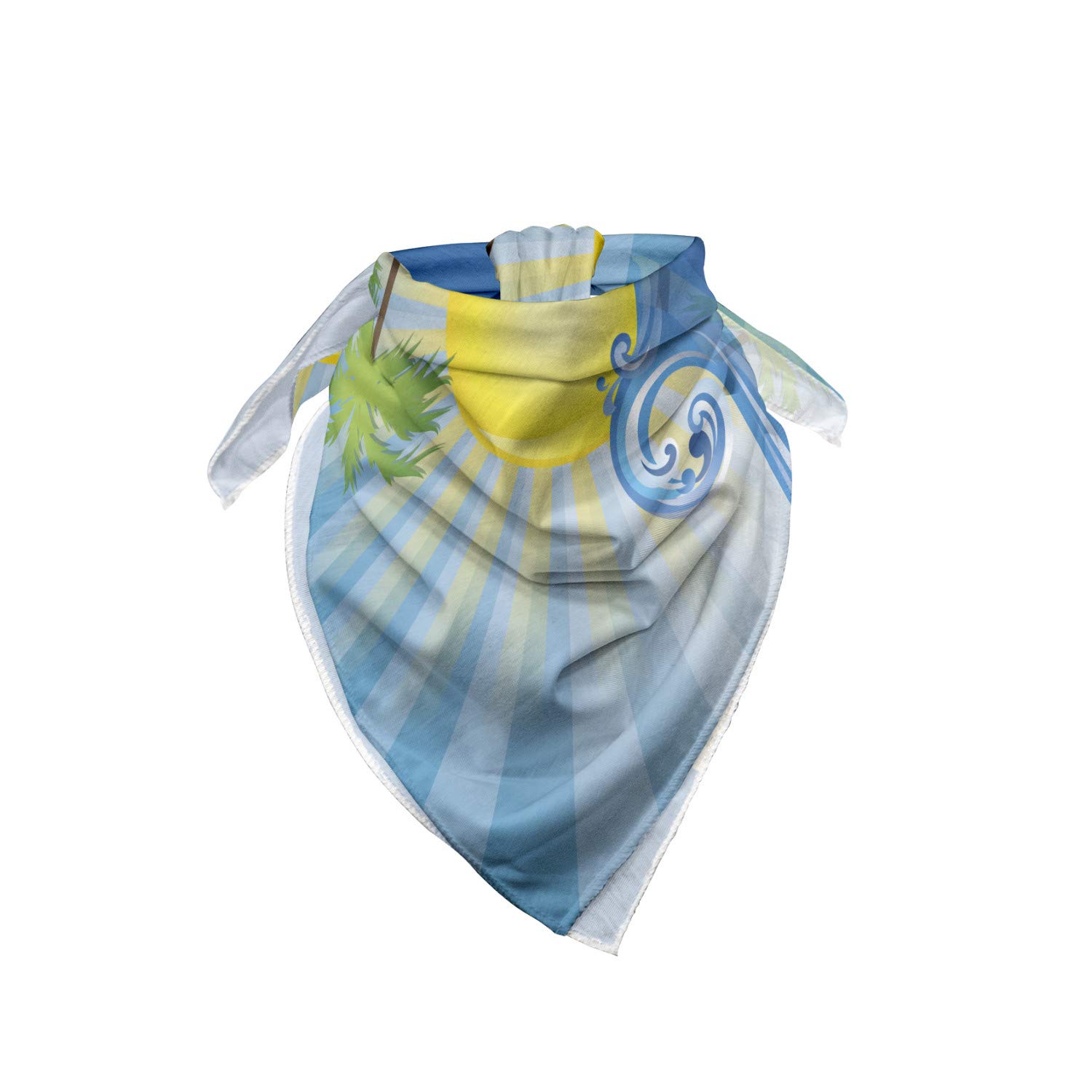 Ambesonne Tropical Island Sun Rays Beach Bandana - Unisex Head & Neck Scarf for Summer, Travel, Hiking & Outdoor Activities