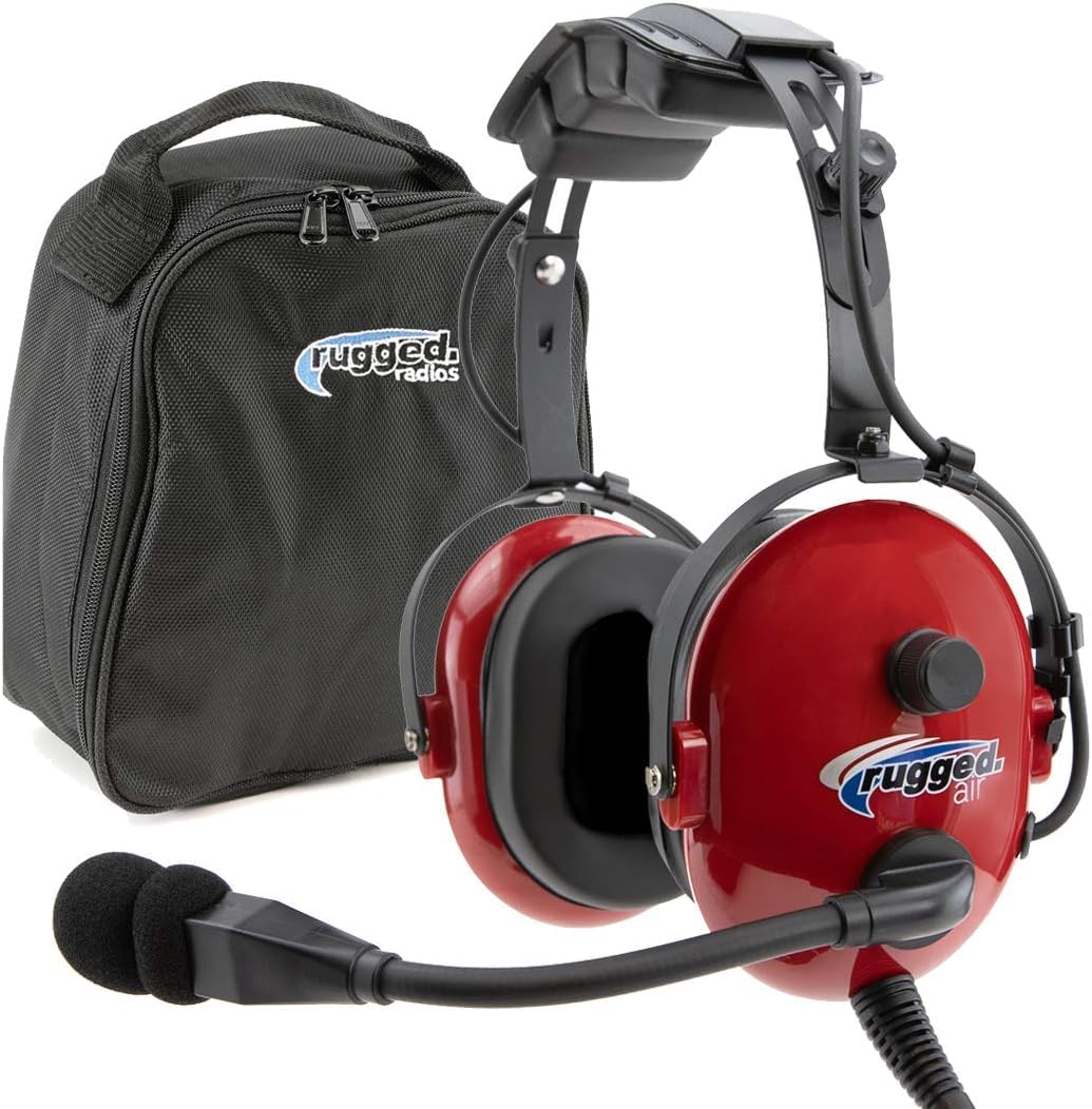 Rugged Air RA250 Child Size Aviation Pilot Headset - Noise Canceling Microphone, Clear Hear Speakers, Foam Ear Seals, Custom Fit Headband, Free Bag - Perfect for Young Pilots and Airplane Passengers