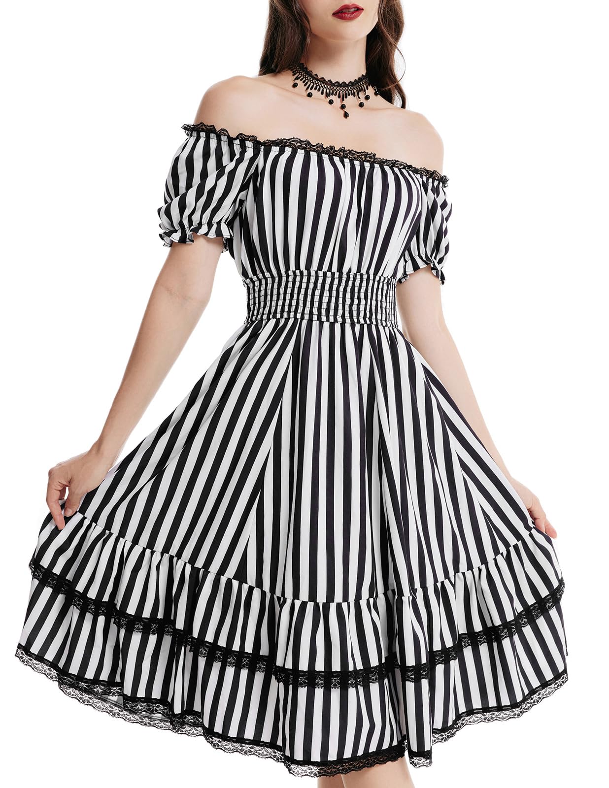 Gothic Victorian Dresses for Women - Scarlet Darkness Renaissance Costume Midi Dress | Medieval Themed Party, LARP, Cosplay, Halloween Costume