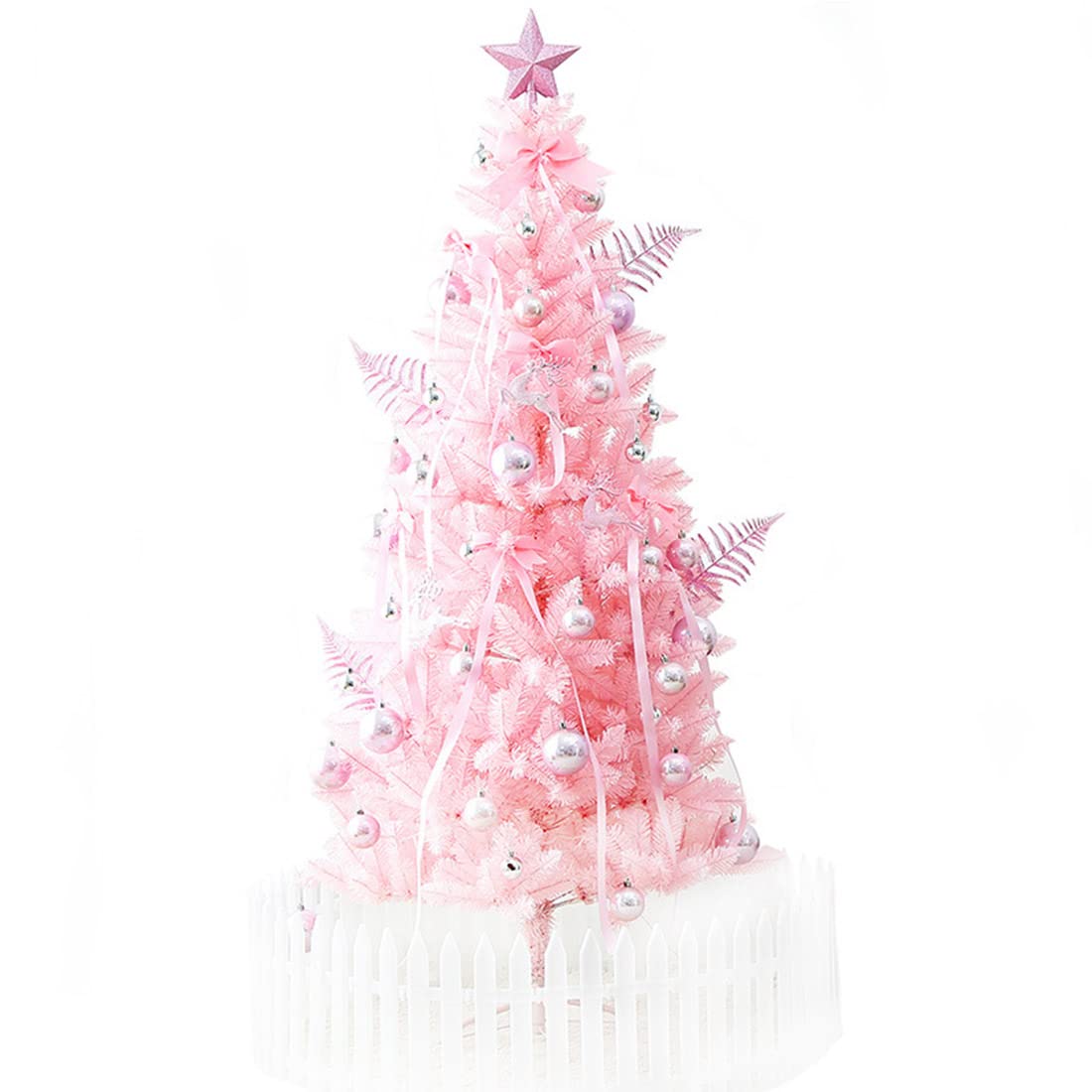 Pre-Lit Warm White LED Christmas Tree with Encryption | Holiday Decor for Home, Office & Parties | Perfect for Living Room, Bedroom & Festive Gatherings (Pink)