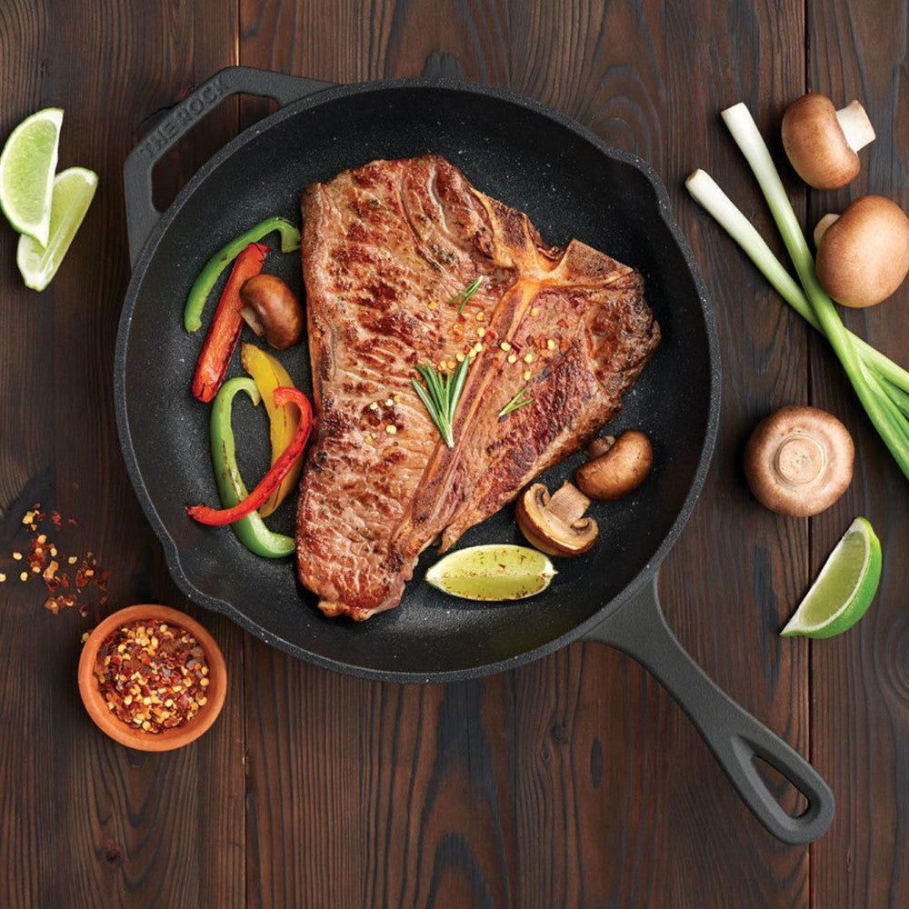 STARFRIT 032223 The Rock Cast Iron 10-Inch (26cm) Skillet – Pre-Seasoned Heavy Duty Frying Pan for Stovetop, Oven & Grill – Perfect for Searing, Baking & Camping Cooking