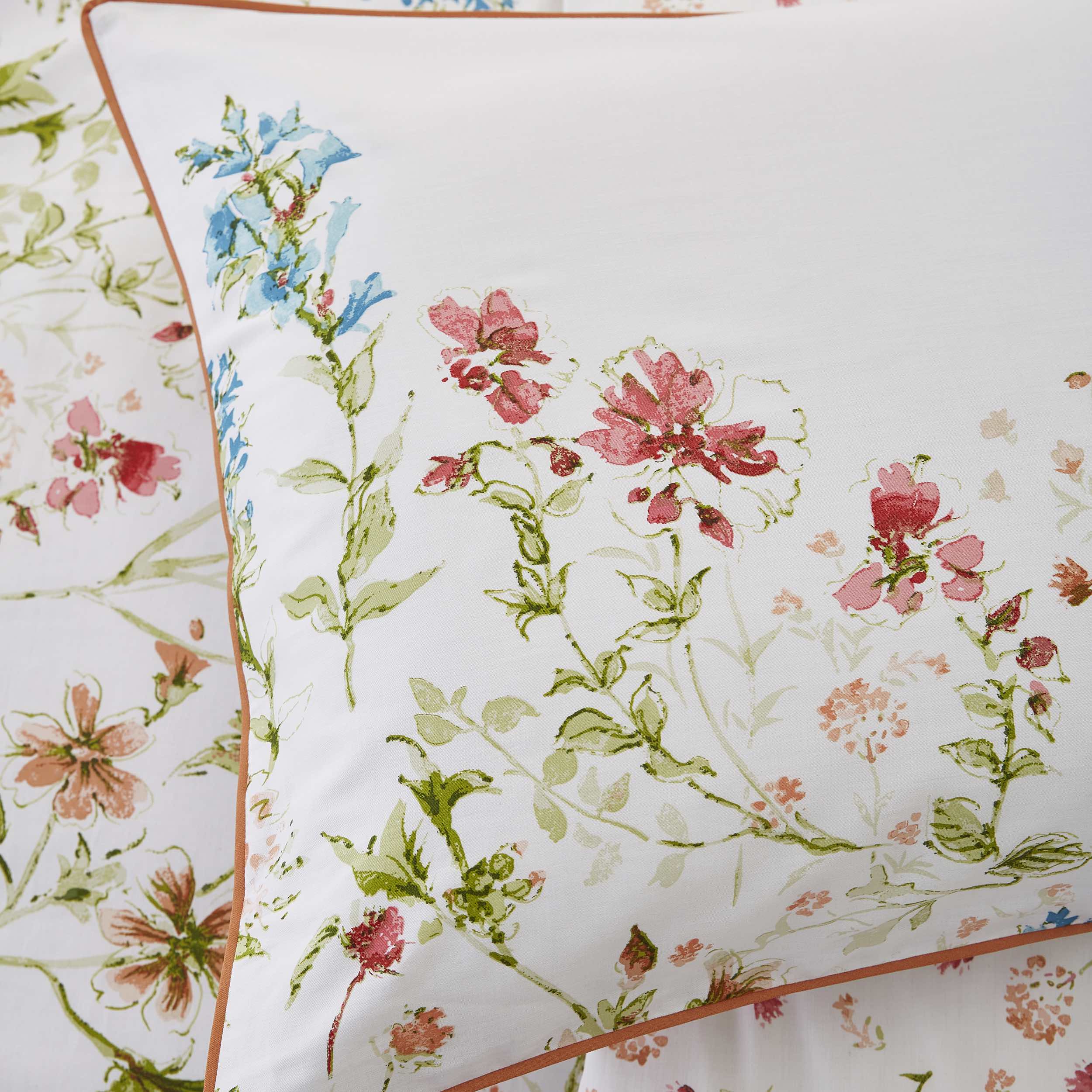 Laura Ashley Wild Meadow Duvet Cover Set - King Size, 100% Cotton, Crimson Floral Bedding - Perfect for Master Bedroom, Guest Room & Cozy Farmhouse Decor