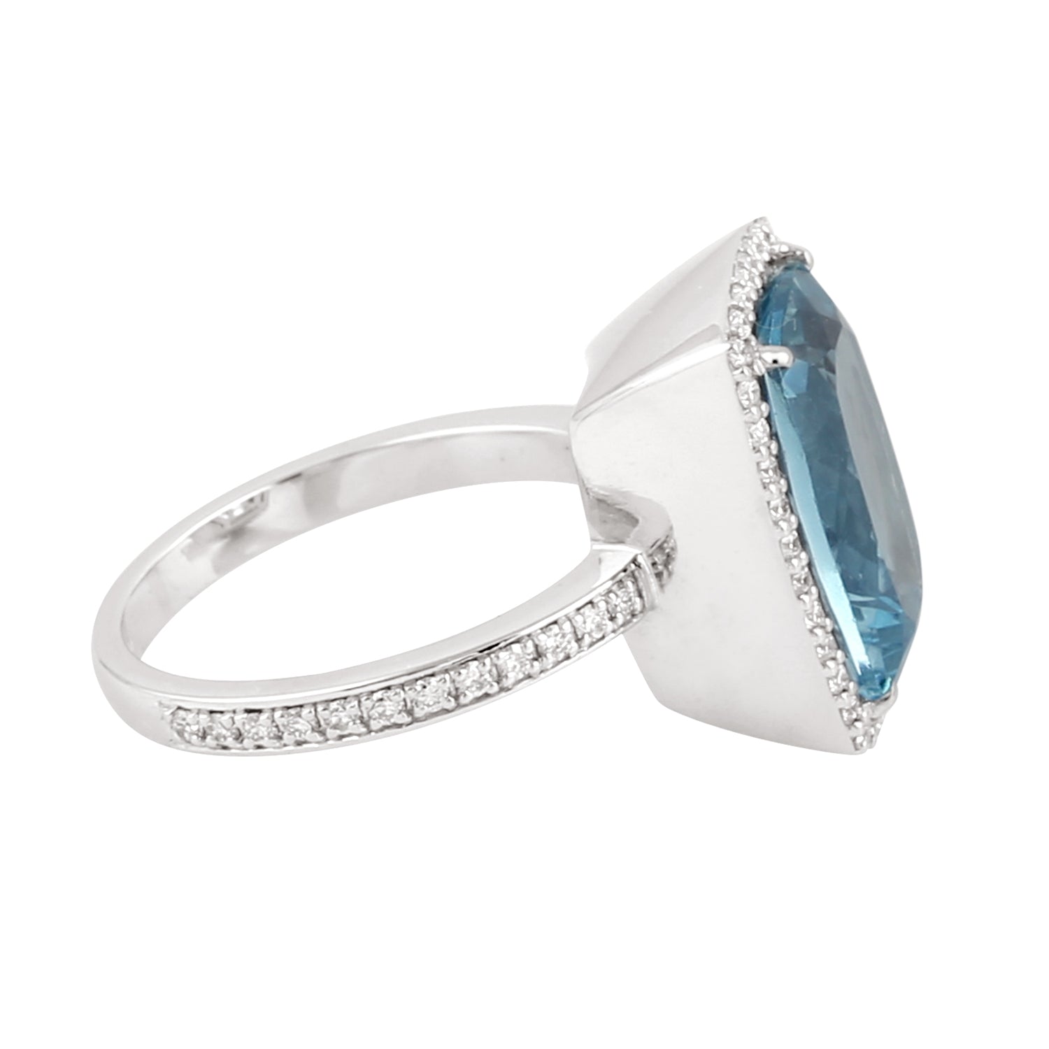Exquisite Cushion Cut Aquamarine Diamond Solitaire Engagement Ring in 14K White Gold - Perfect for Proposals, Anniversaries & Bridal Jewelry