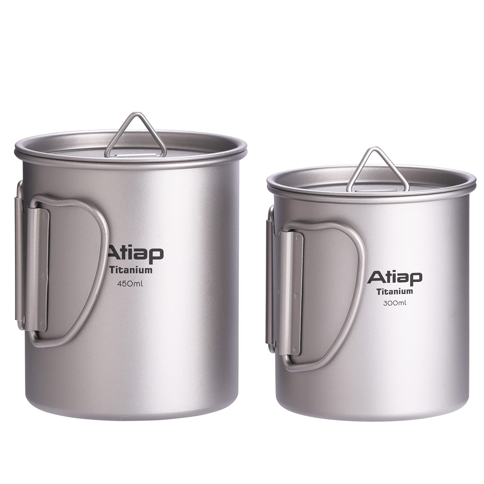 Titanium Camping Coffee Pot 450ML & 300ML - Lightweight Portable Mug with Foldable Handle & Lid - Perfect for Backpacking, Hiking, and Outdoor Adventures