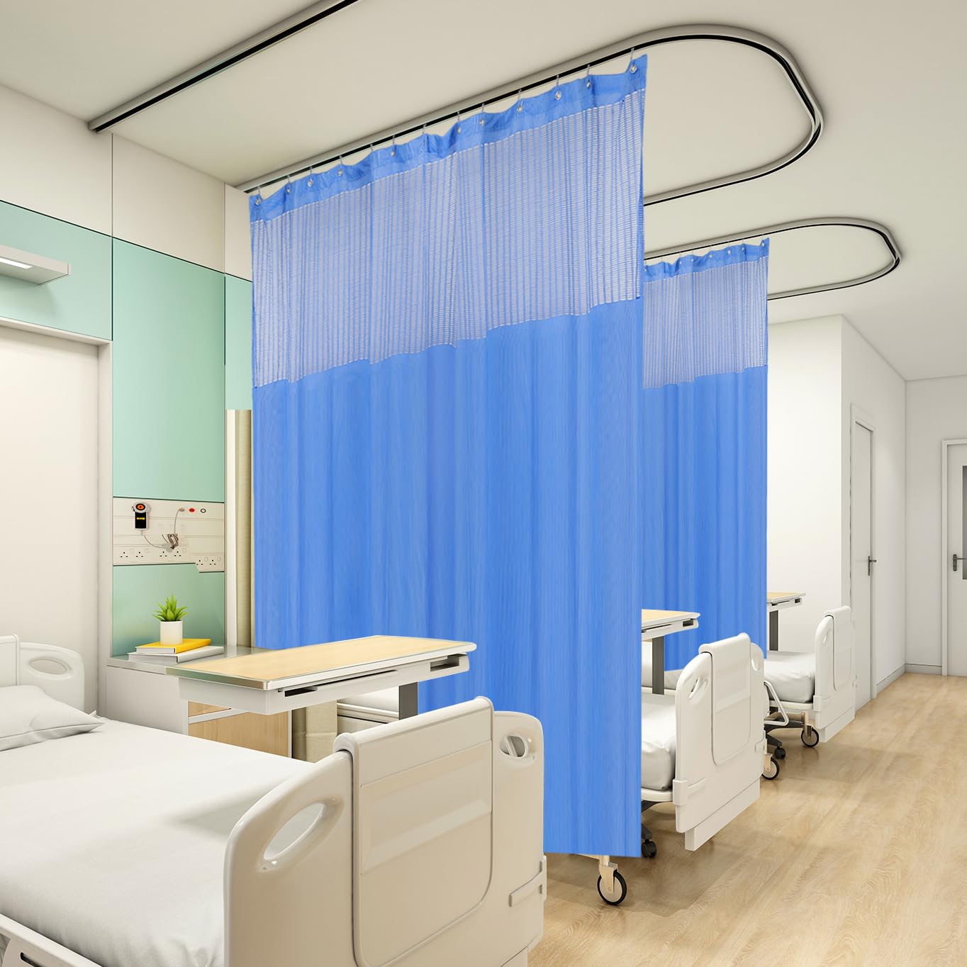 Flame Retardant Hospital Privacy Curtain - 9x8FT Dark Blue Medical Room Divider for Clinics, Basements & Healthcare Facilities | Fire Resistant, Washable Fabric Panel for Patient Privacy & Safety