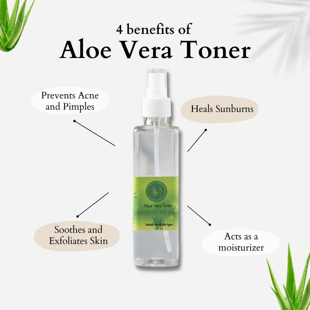 Magical Aloe Vera Toner with Rosewater & Vitamin E Oil | Hydrating & Soothing Facial Toner for Dry & Sensitive Skin | 200ml | Perfect for Daily Skincare Routine & Post-Sun Care