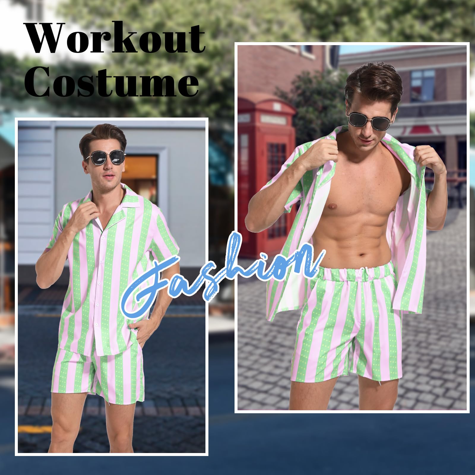 Men's Cosplay Costume Set - Halloween Party Outfit with Shirt & Shorts for Beach, Dress-Up & Adult Role Play | Perfect for Halloween, Cosplay Events & Themed Parties