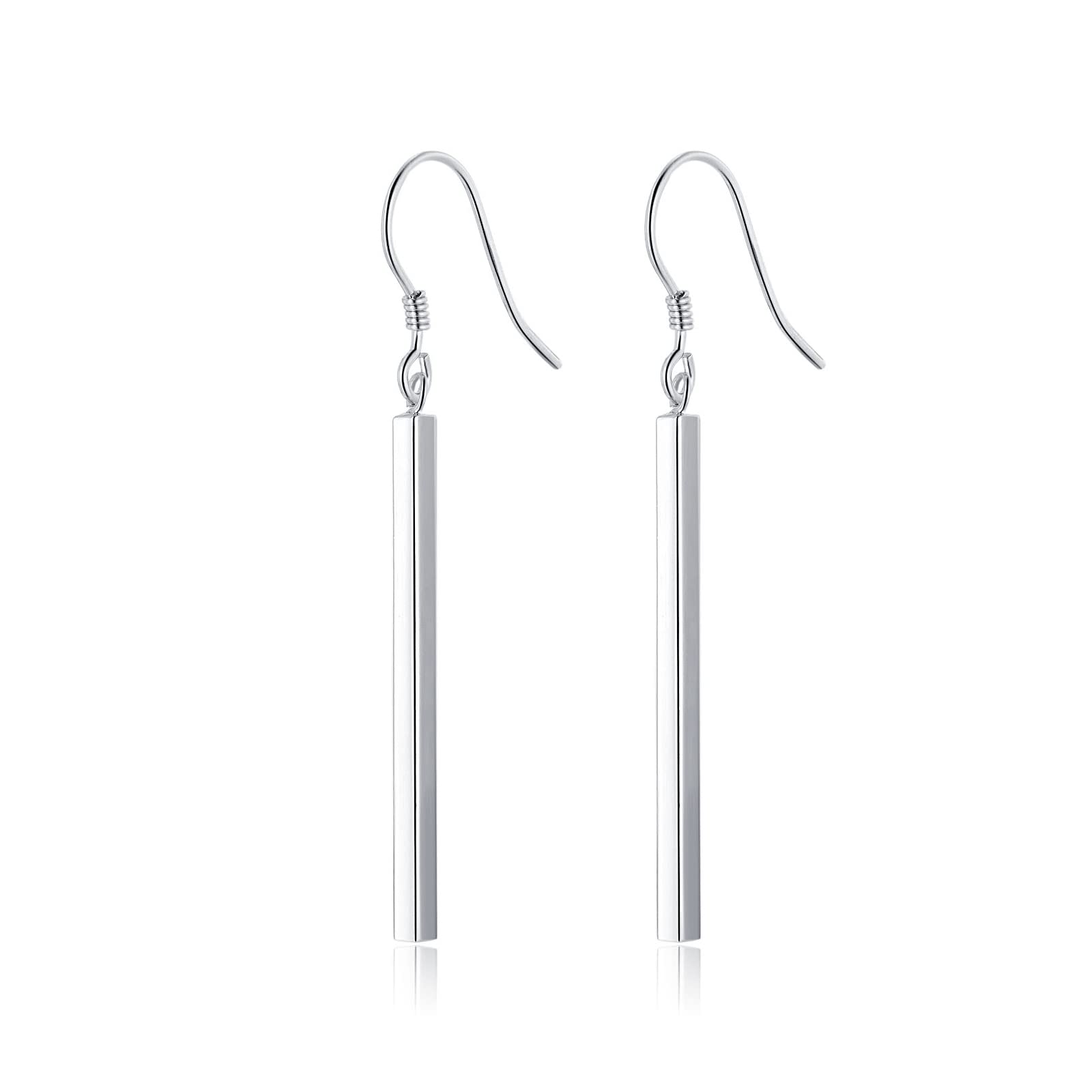 SLUYNZ Solid 925 Sterling Silver Minimalist Bar Drop Earrings - 2CM & 3CM Vertical Dangle Earrings for Women & Teens | Everyday Wear, Office, Party & Special Occasions