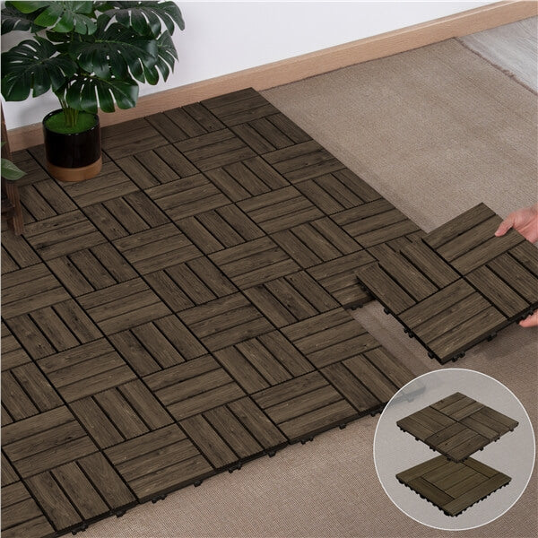 Yaheetech 27-Pack Natural Fir Wood Flooring Tiles - DIY Interlocking Hardwood Floor Panels for Home, Office & Event Decoration (Easy Installation, Durable Surface)