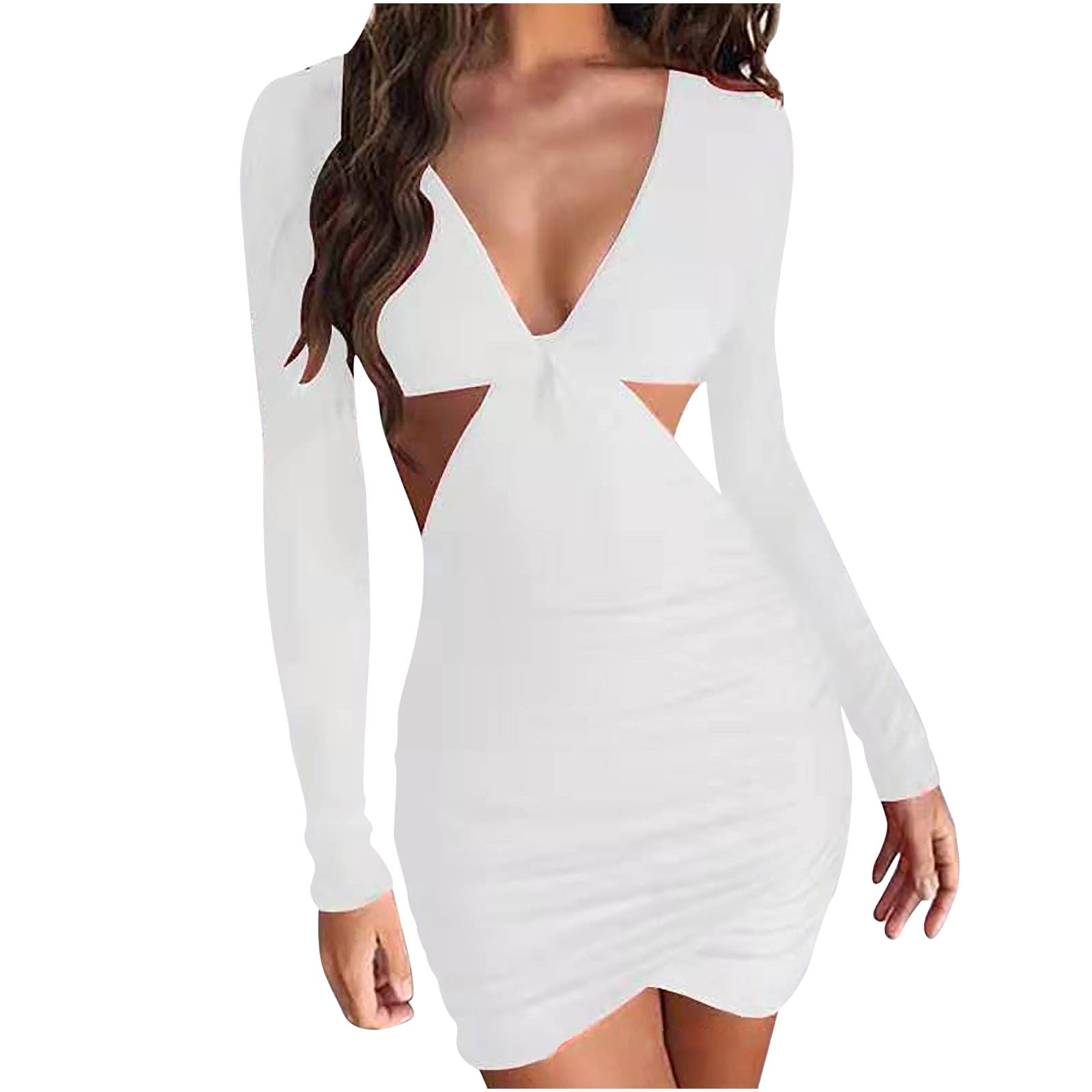 Stylish Women's Sexy Pencil Dress Long Sleeve V-Neck Midi Dress for Fall & Summer | Perfect for Office, Date Night & Cocktail Parties