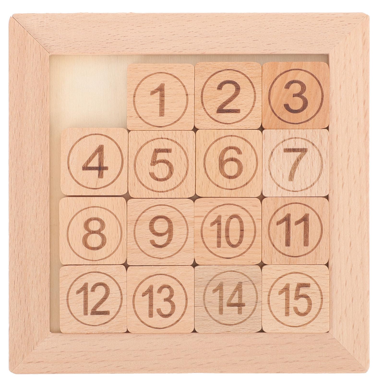 Wooden Number Slide Puzzle - 15 Piece Brain Teaser Game for Kids | Educational Math Learning Toy for Boys & Girls | Perfect for Classroom, Travel & Family Game Night