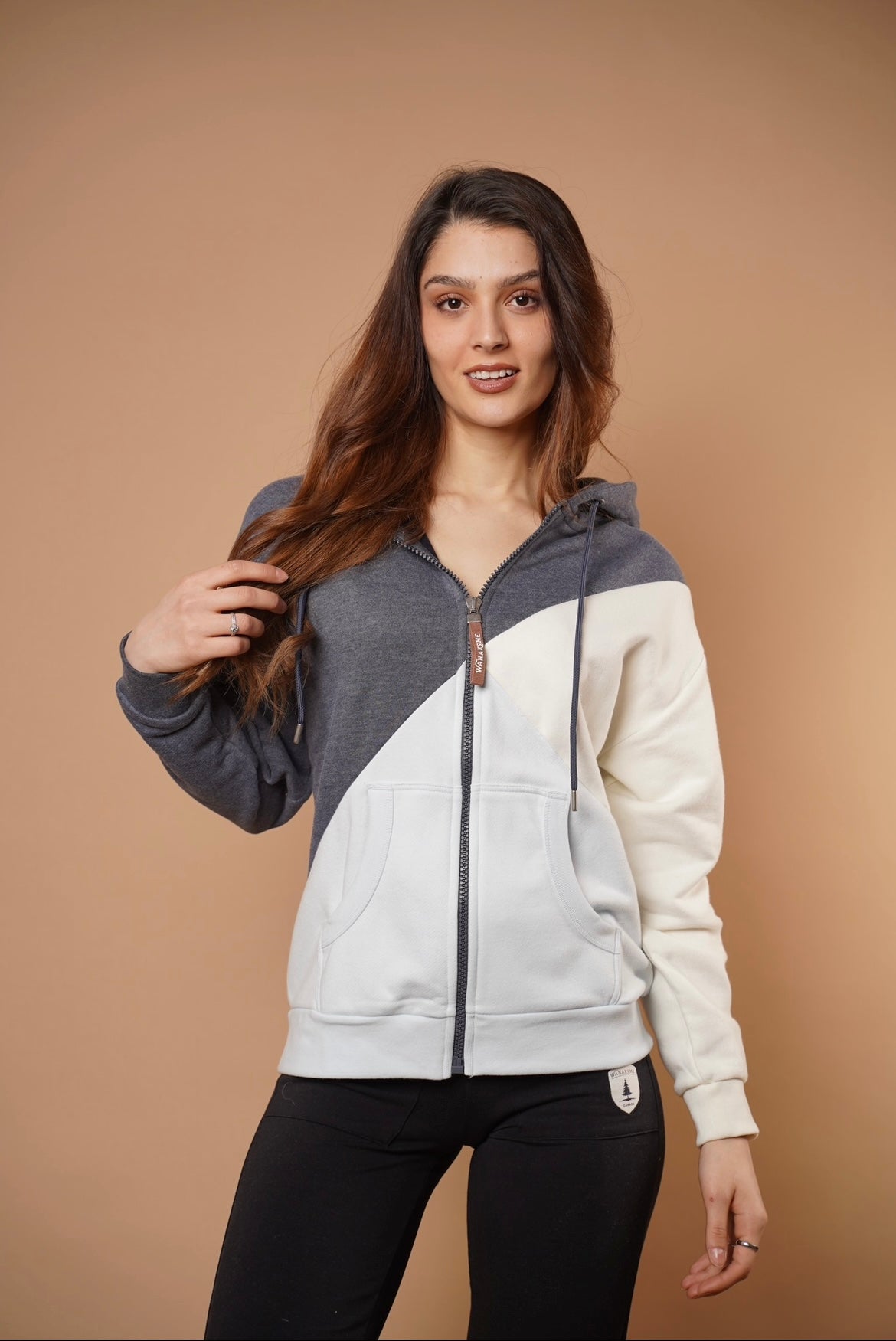 Chelif Navy Mix Full Zip Hoodie for Men & Women - Comfortable Lightweight Fleece Pullover for Casual Wear, Gym, and Outdoor Activities