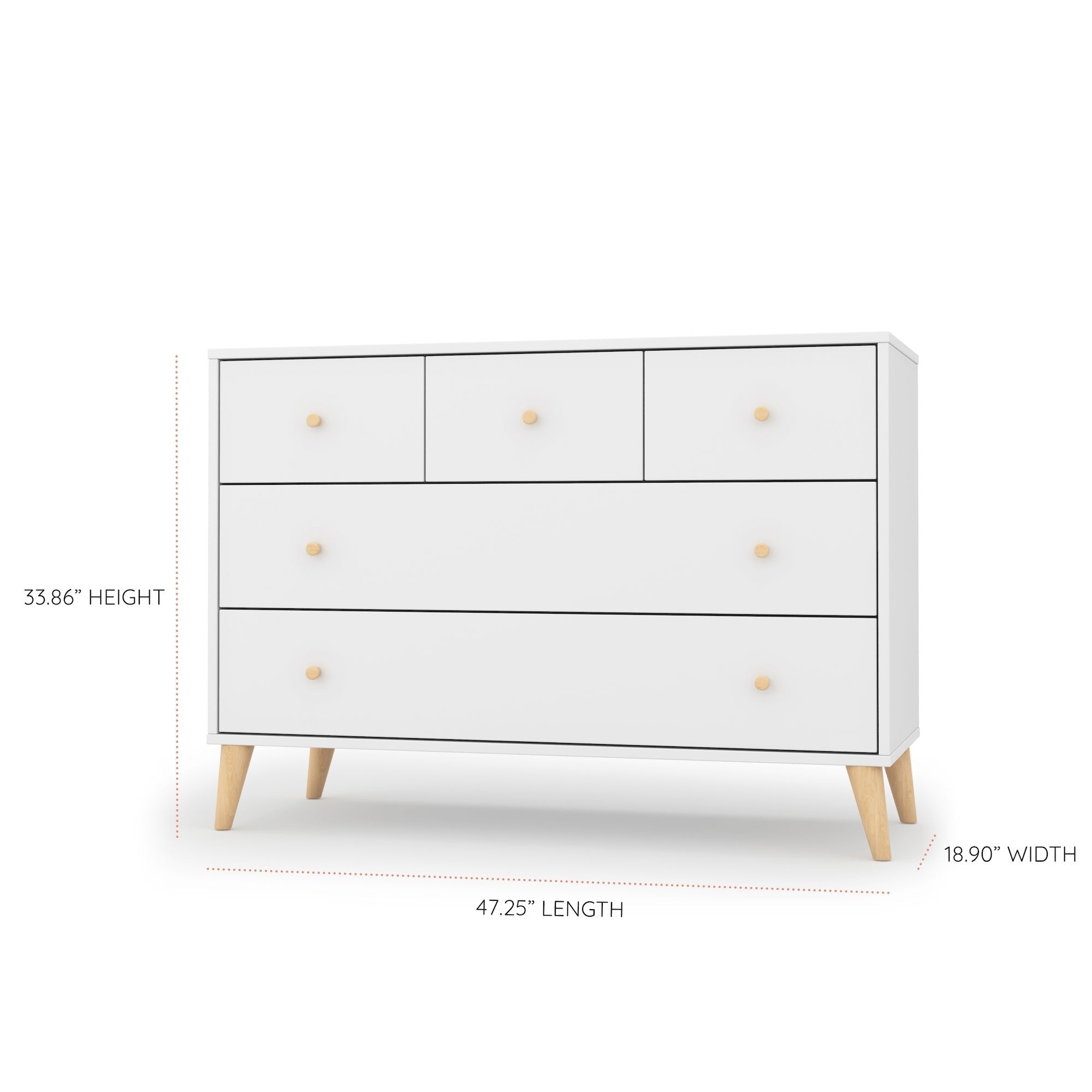 Austin 5 Drawer Dresser - Modern Wooden Chest of Drawers for Bedroom Storage & Organization | Perfect for Clothes, Linens & Accessories