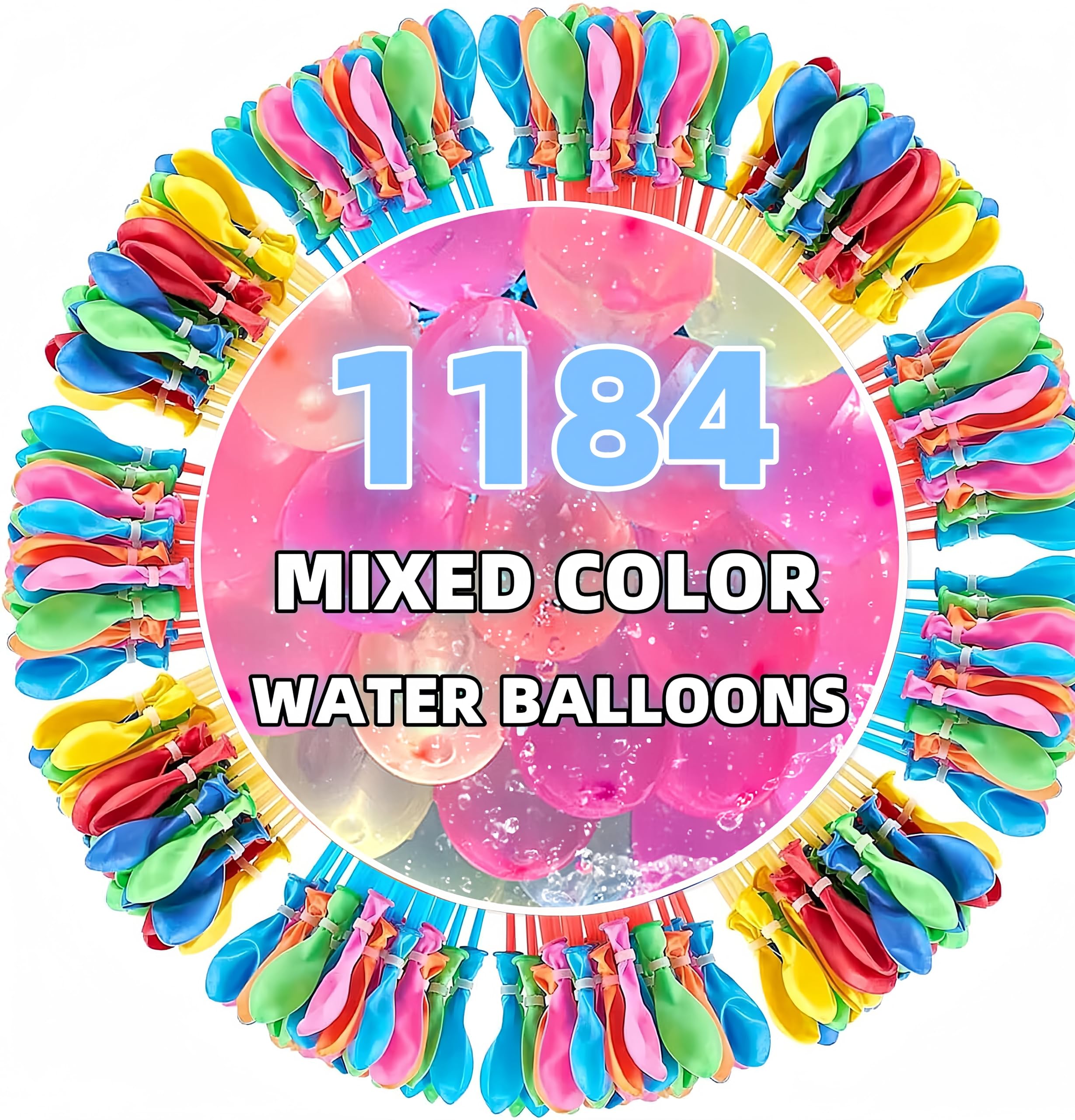 Quick Fill Water Balloons for Summer Fun - 1184 Pack for Pool Parties, Beach Games & Outdoor Water Activities | Fast & Easy Fill Magic Water Balloons