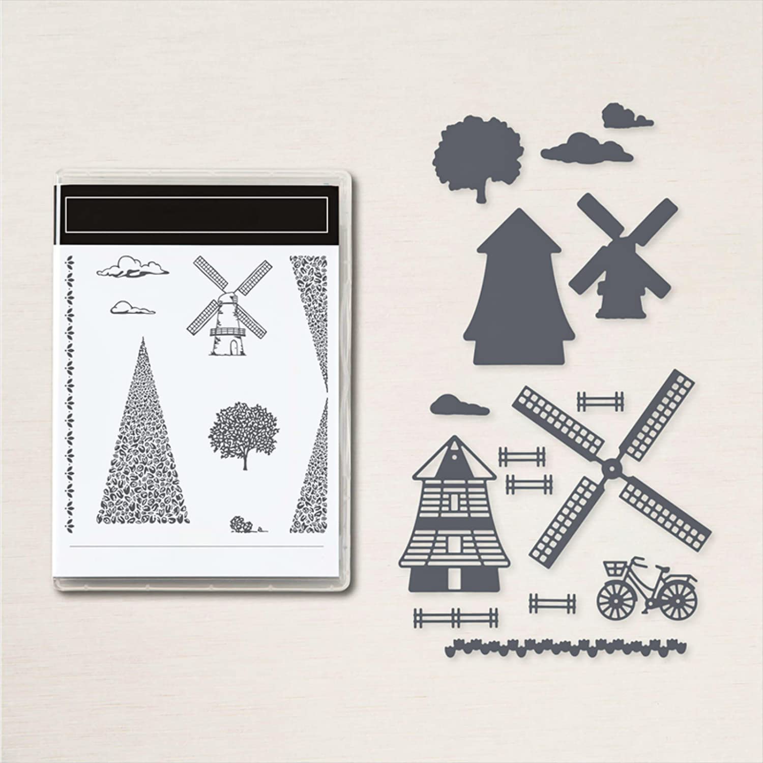 Windmill Bicycle Metal Cutting Dies & Transparent Silicone Stamps Set for DIY Card Making, Scrapbooking, Paper Crafts - Perfect for Handmade Greeting Cards, Journals, and Memory Books