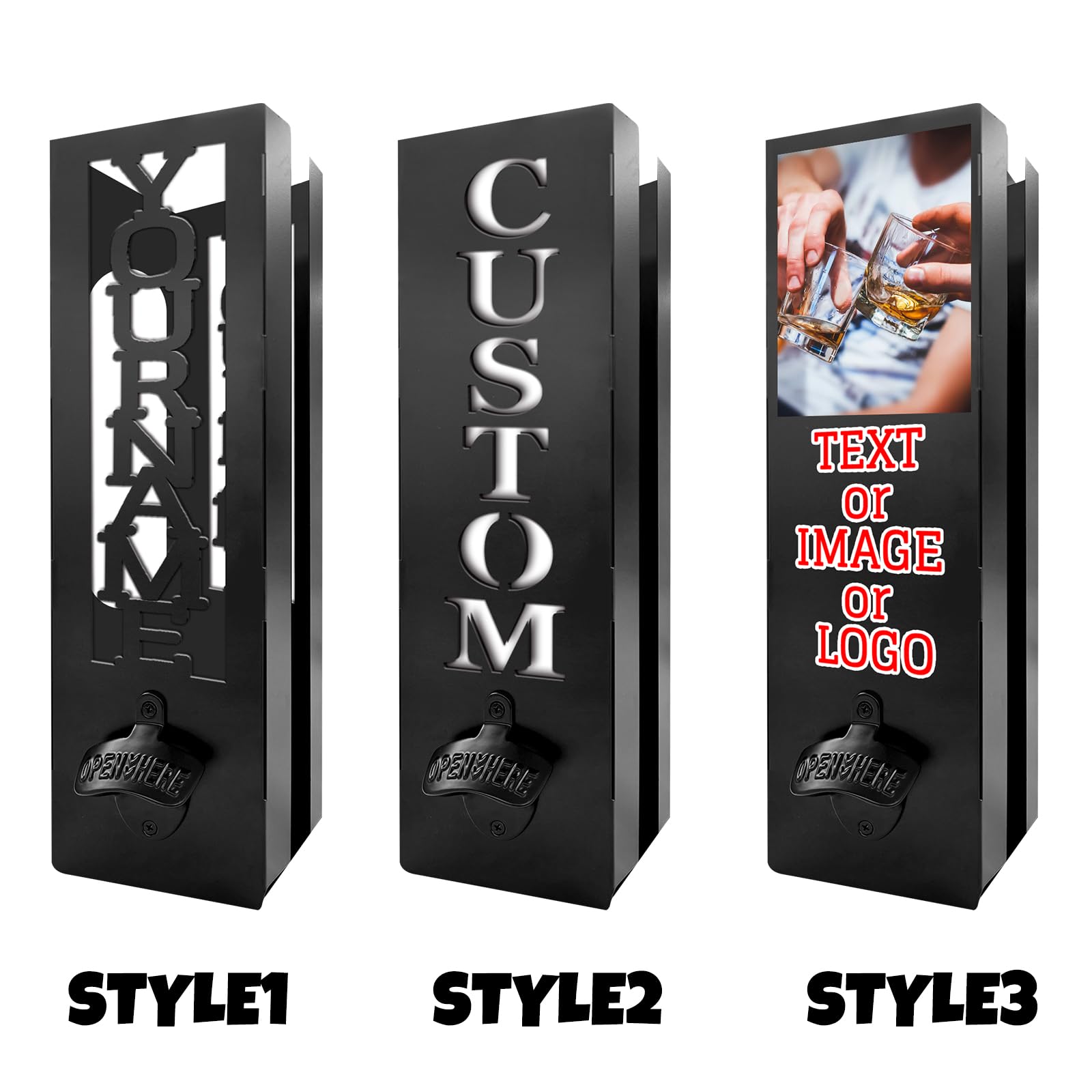 Qingxily Custom Wall-Mounted Can Cooler Holder with Bottle Opener - Personalized Beer Can Sleeves Storage Organizer & Cooler Dispenser for Home Bar, Man Cave, and Outdoor Entertaining