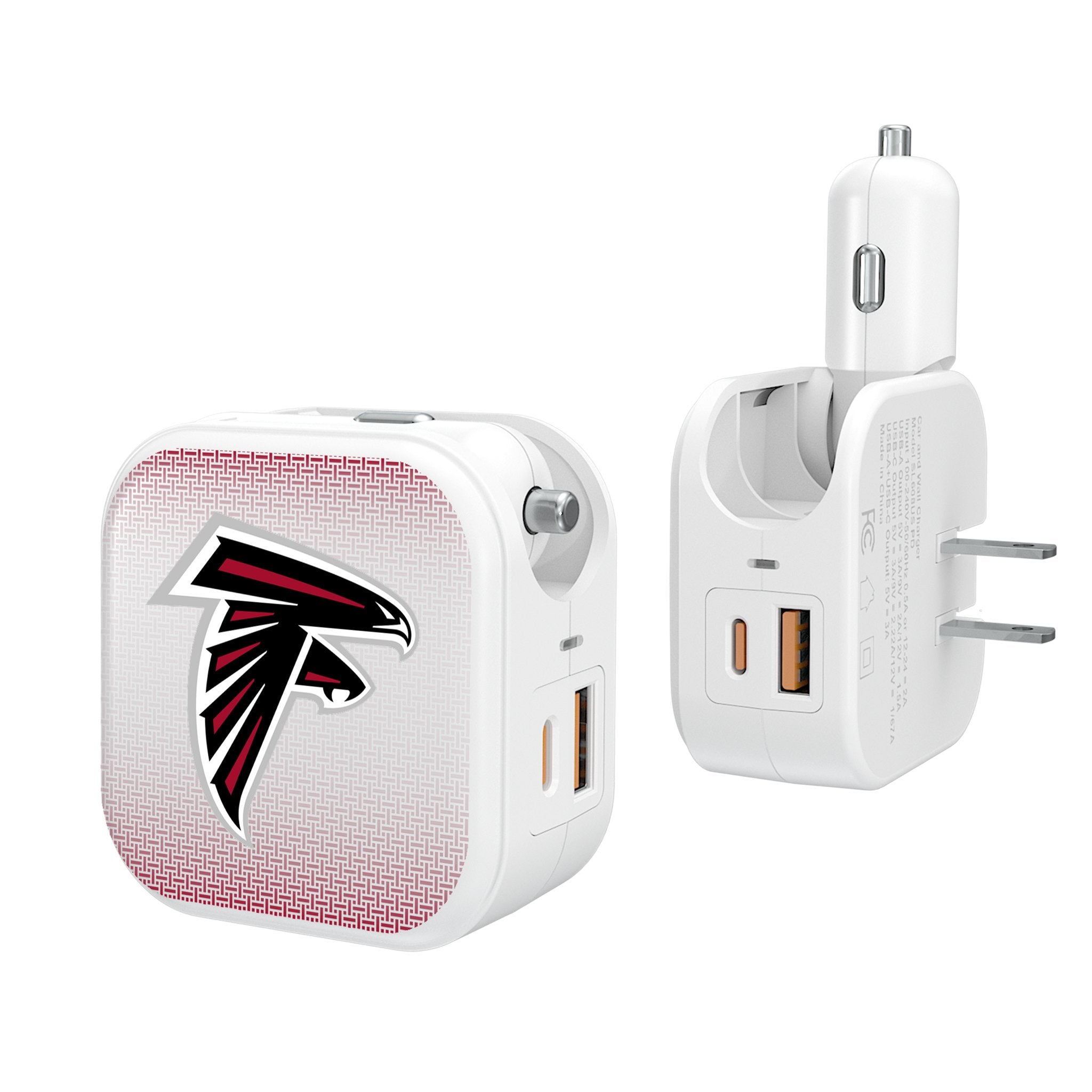 Atlanta Falcons 2-in-1 USB Charger with Linen Cover - Fast Charging for iPhone & Android - Perfect for Home, Office & Travel