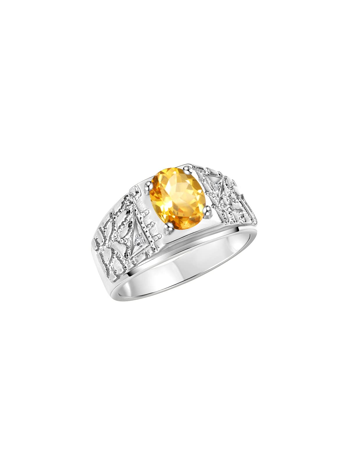 Rylos Men's Designer Nugget Ring: 9X7MM Oval Gemstone & Sparkling Diamond Birthstone Ring in Sterling Silver (Sizes 8-13) - Perfect Gift for Anniversary, Birthday & Everyday Wear | Stylish Men's Jewelry