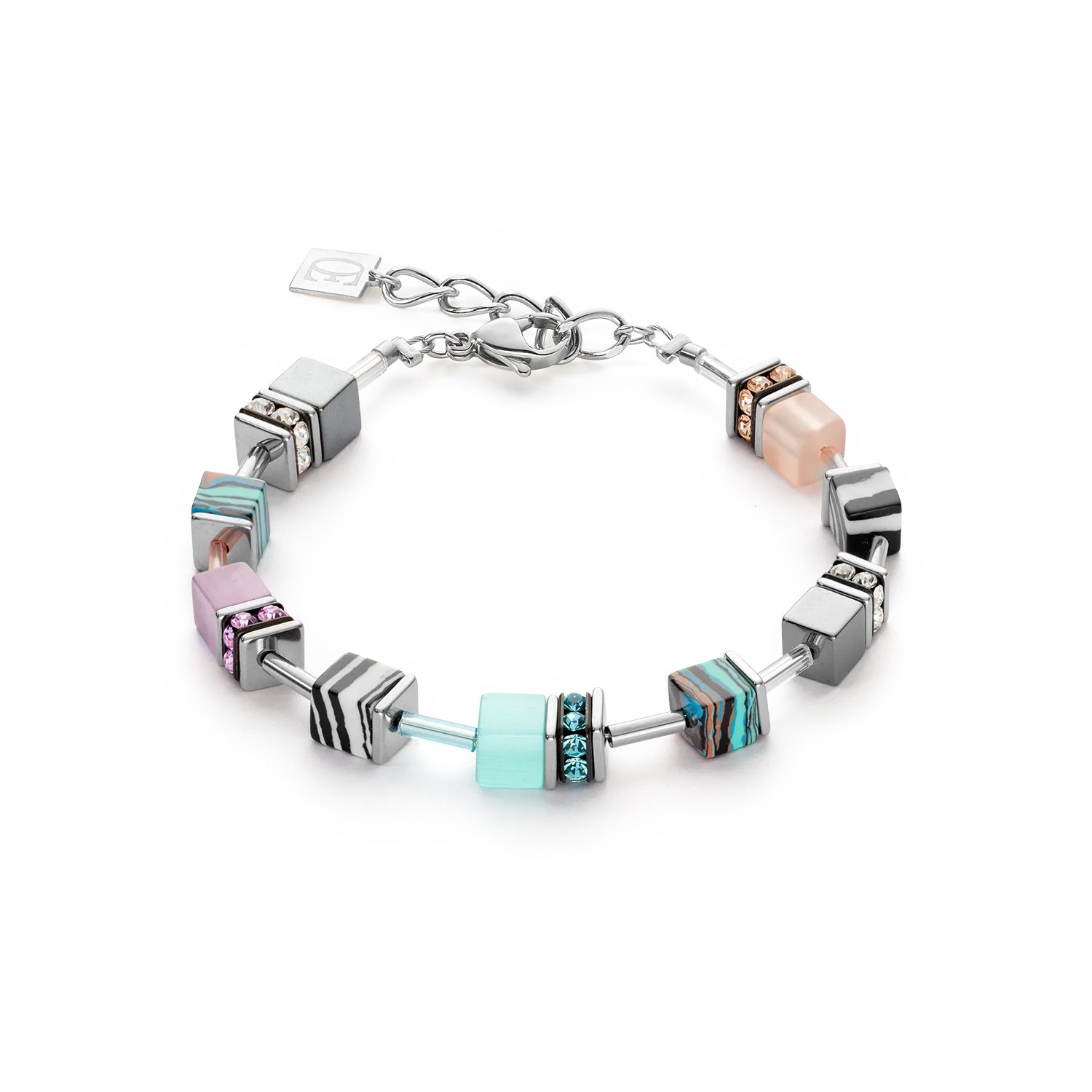 GeoCUBE Candy Bracelet for Women - Aqua Pink Beaded Fashion Jewelry for Teens & Girls - Perfect for Parties, Gifts & Everyday Wear