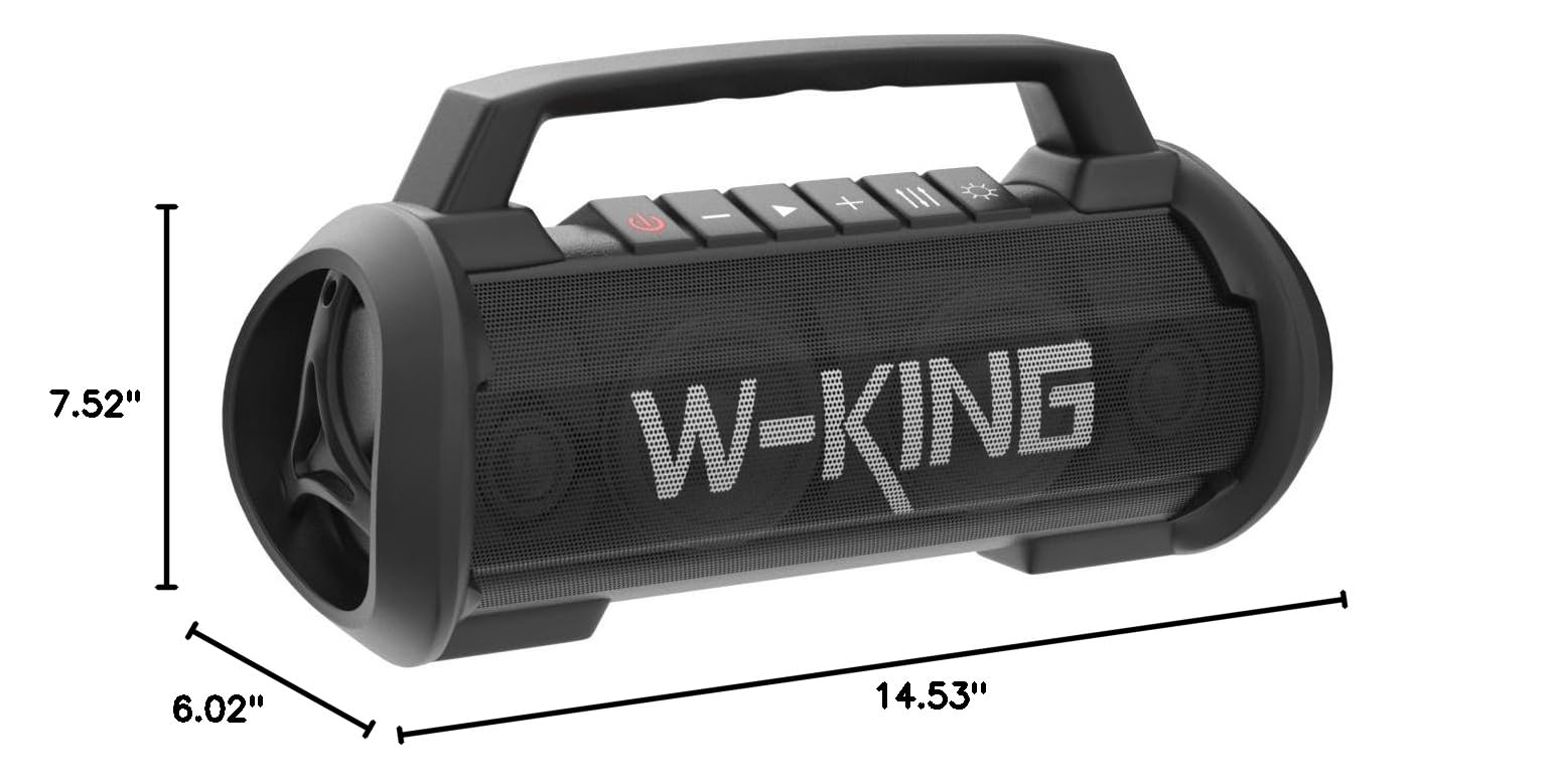 W-KING 120W Max Loudest Bluetooth Speaker - IPX6 Waterproof Portable Wireless Speaker with 70W Deep Bass, 2 Subwoofers, DSP, EQ, 42H Playtime, LED Lights, Power Bank - Perfect for Outdoor Parties, Beach, Camping & Large Events